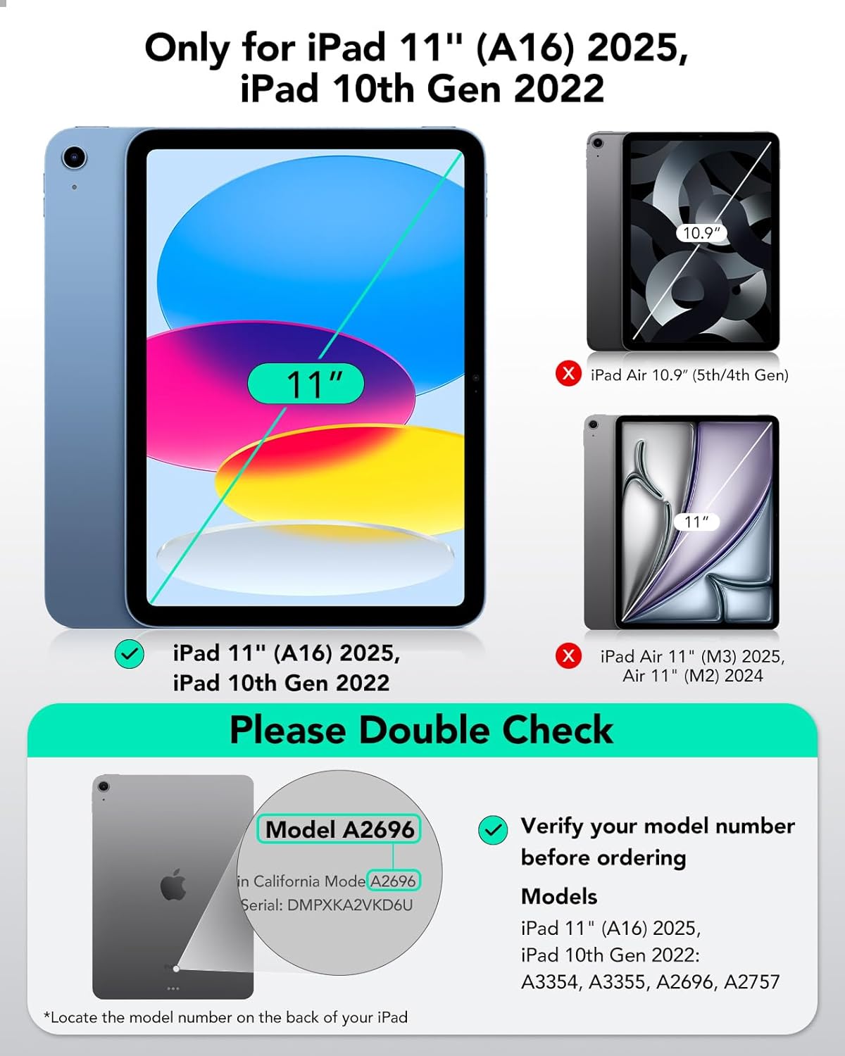 ESR 2 Pack Screen Protector for iPad A16 11th/10th Generation (11 Inch/10.9, 2025/2022), 9H Tempered Glass Film Guard with Alignment Frame, Anti-Scratch, Bubble Free, HD Clarity, Apple Pencil Support - Image 2