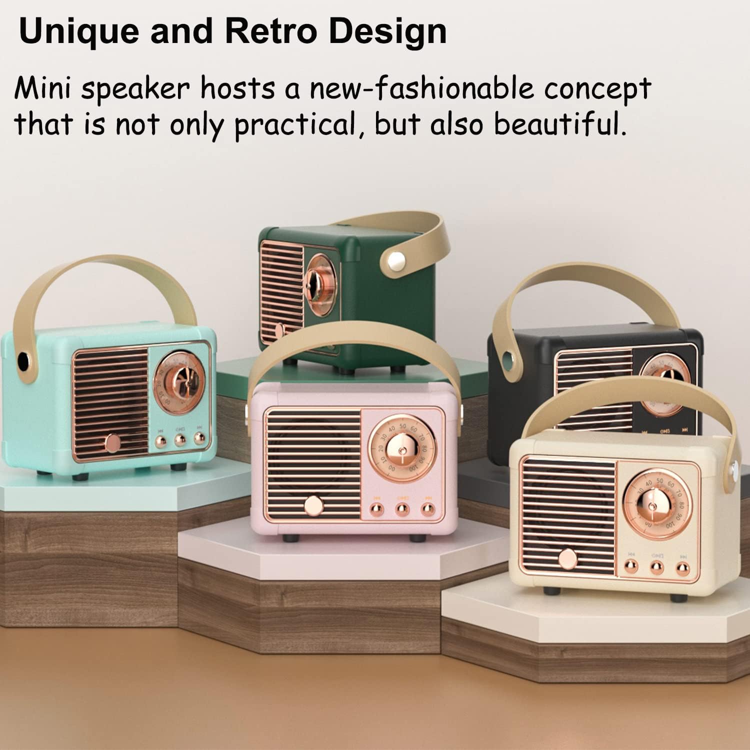 Retro Bluetooth Speaker, Portable Wireless Speaker with Crystal Clear Stereo Sound Rich Bass, Best Birthday Gifts Ideas for Women Teenage (Pink) - Image 8