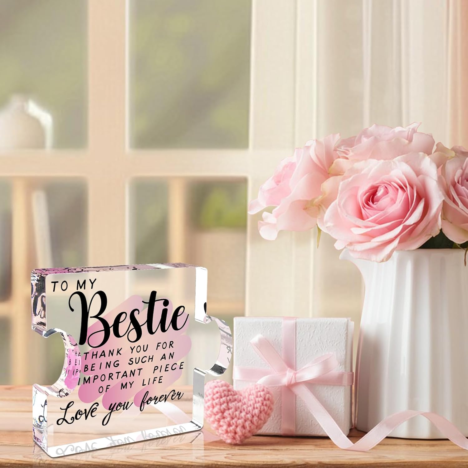 Best Friend Birthday Gifts for Women, Friendship Gifts for Best Friend Woman, Gifts for Friends Women, Bestie Acrylic Puzzle Plaque Keepsake for Soul Sister Female Bestfriend Work Besties Birthdays Thanksgiving Christmas Valentine's Day Present - Image 3