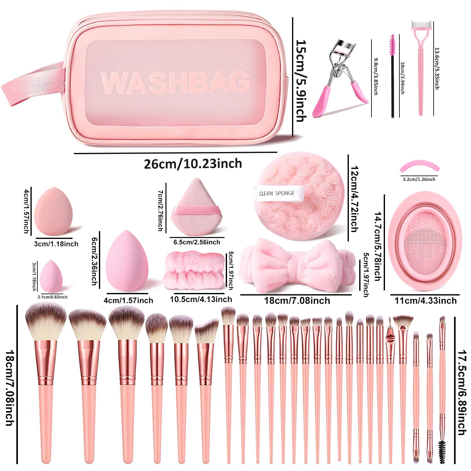 HGHDBT 70Pcs Pink Makeup Brushes Set Professional Makeup Kit Multi-functional Makeup Tool Set with Case Facial Makeup Accessories, Foundation Makeup Brush Kit Eye and Face Make up Brushes & Tools - Image 3