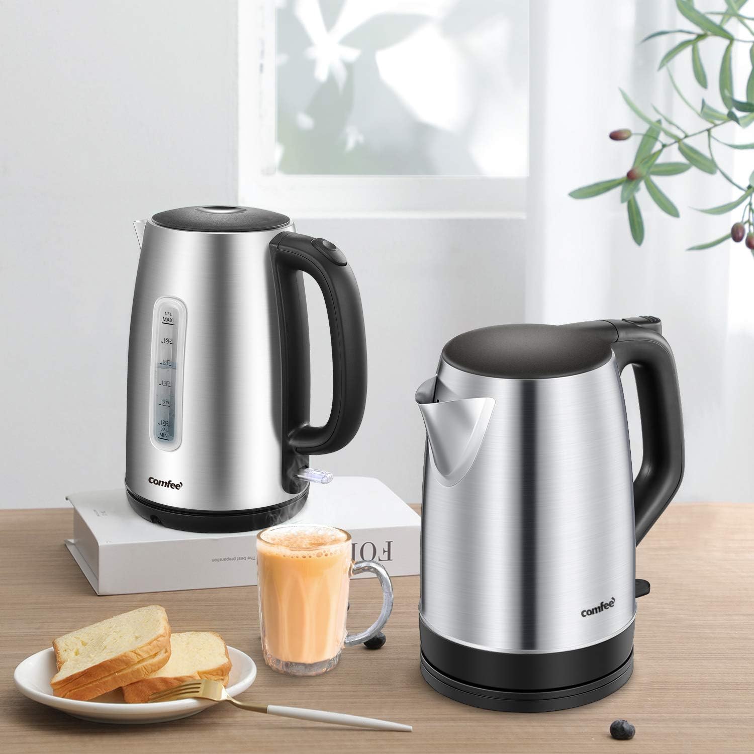 COMFEE' 1.7L Stainless Steel Electric Tea Kettle, BPA-Free Hot Water Kettle Electric with LED Light, Auto Shut-Off and Boil-Dry Protection, 1500W Fast Boil Electric Kettle - Image 8