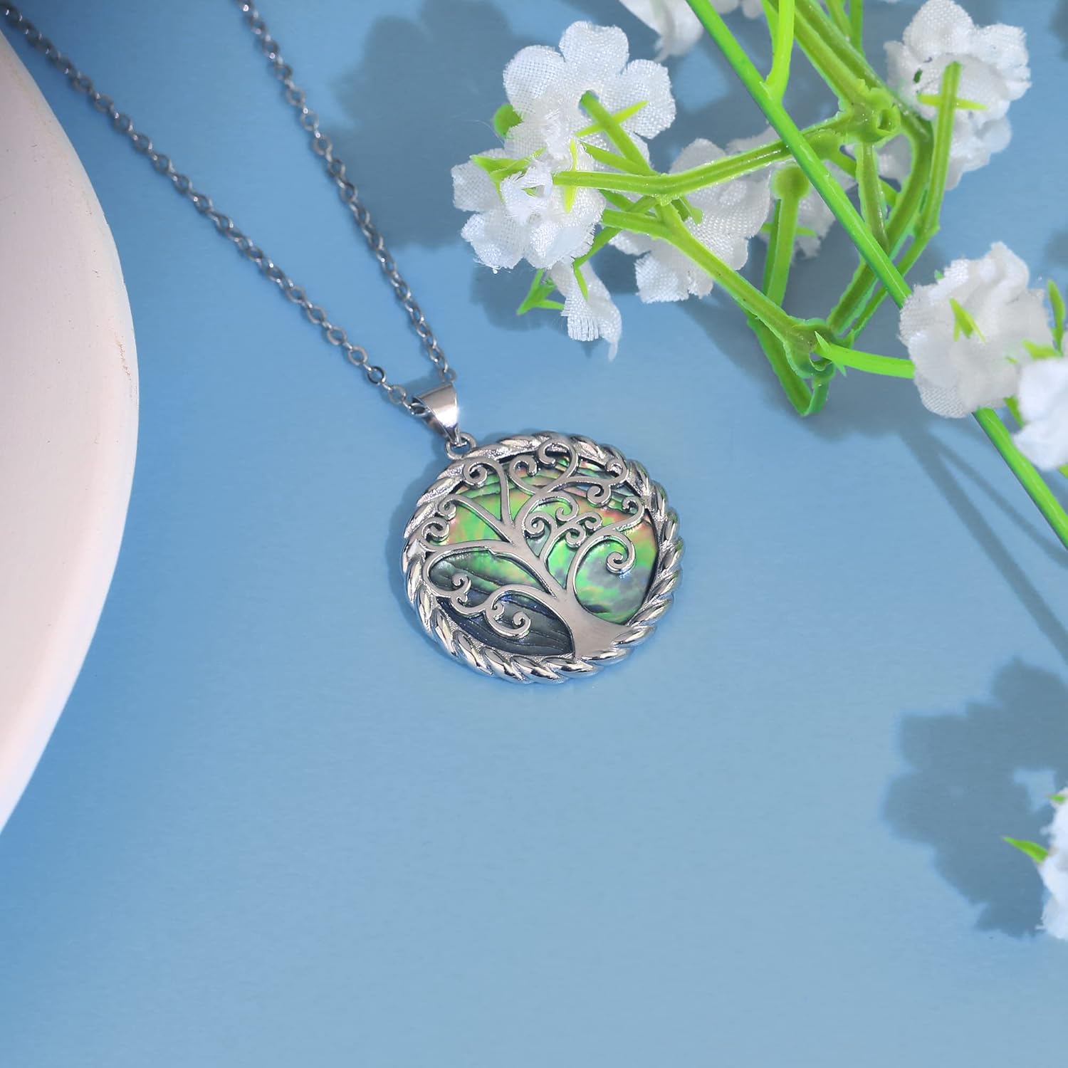 SmileBelle Tree of Life Necklace as Mothers Day Gift for Mom, Birthday Gifts for Stepmom as Bonus Mom Gift from Daughter, Grandma Present Silver Mother in Law Necklace as Tree of Life Jewelry - Image 3