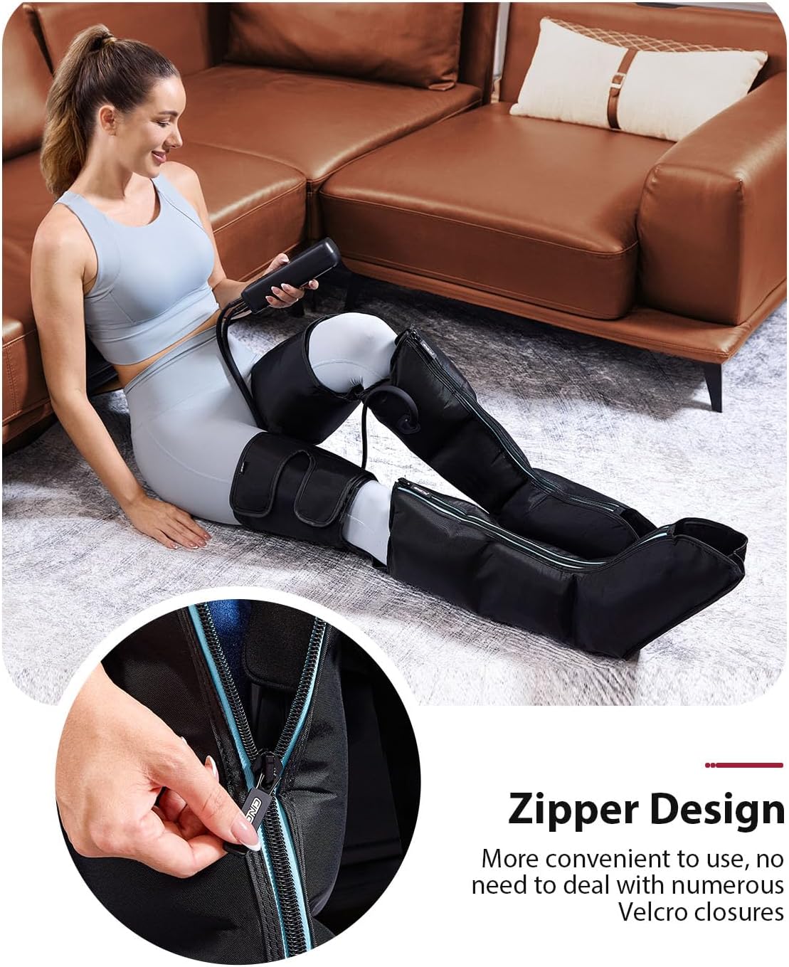 CINCOM Leg Massager for Circulation and Pain Relief, Air Compression 3 in 1 Leg Massager for Foot Calf & Thigh, Leg Compression Boots for Recovery, Edema, RLS Relief - Image 6