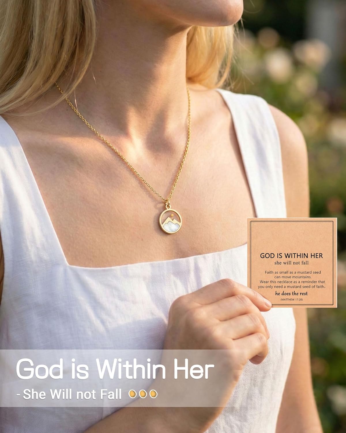 Eryuor Silver/Gold Moving Mountains Mustard Seed Faith Necklace, Inspirational Christian Gifts for Teen Girls & Women - Image 5