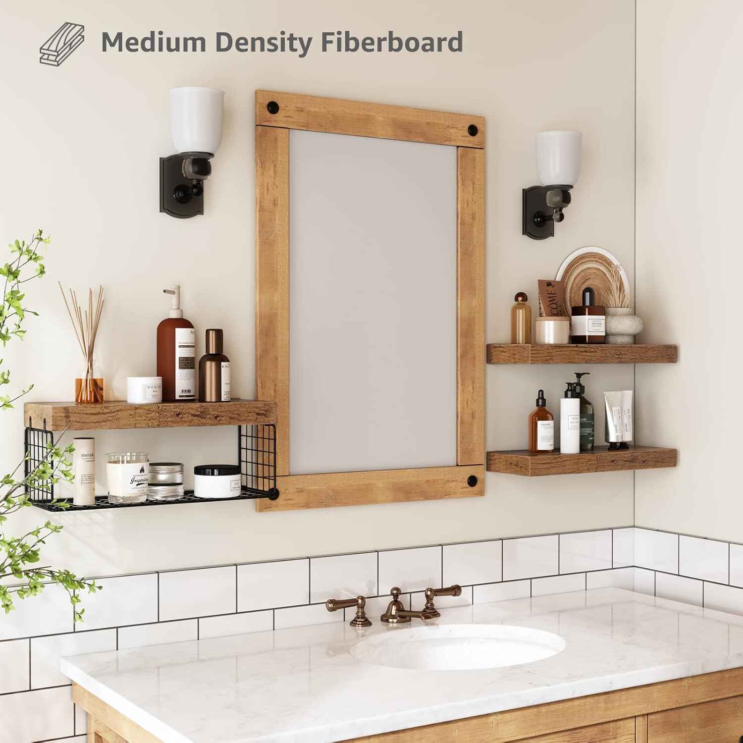 QEEIG Bathroom Shelves Over Toilet - Wall Mounted Floating Shelves Toilet Paper Storage Small Farmhouse Decor Shelf 16 inch Set of 3, Rustic Brown (019-BN3) - Image 5
