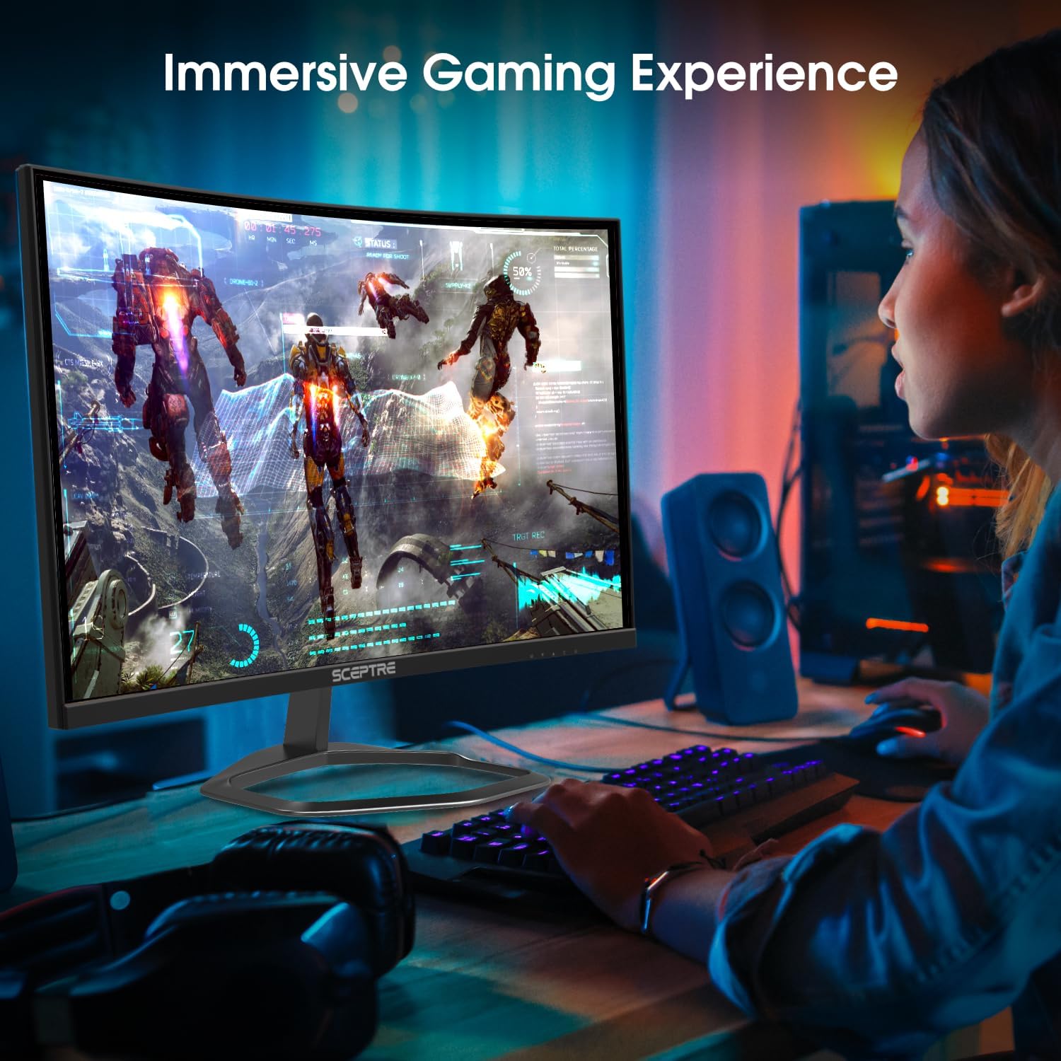 New! Sceptre Curved 24.5-inch Gaming Monitor up to 240Hz 1080p R1500 1ms DisplayPort x2 HDMI x2 Eye Care Build-in Speakers, Machine Black 2026 (C255B-FWT240 Series) - Image 7