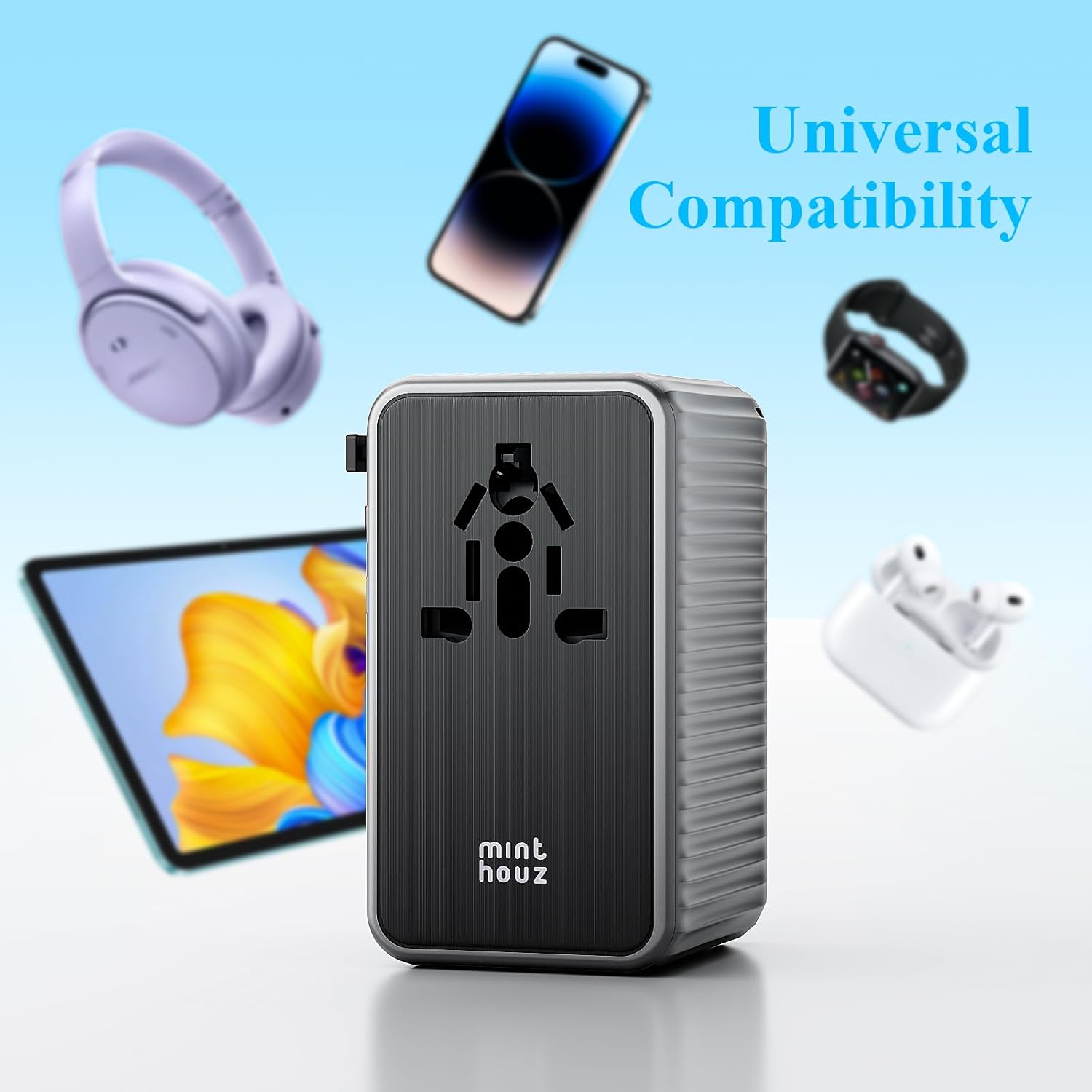 Minthouz Universal Travel Adapter, International 140W Power Adapter GaN PD Fast Charger with 3 USB-C PD & 1 USB-A Port, All-in-One Portable AC Worldwide Power Converter Plug for USA EU UK AUS and More - Image 8
