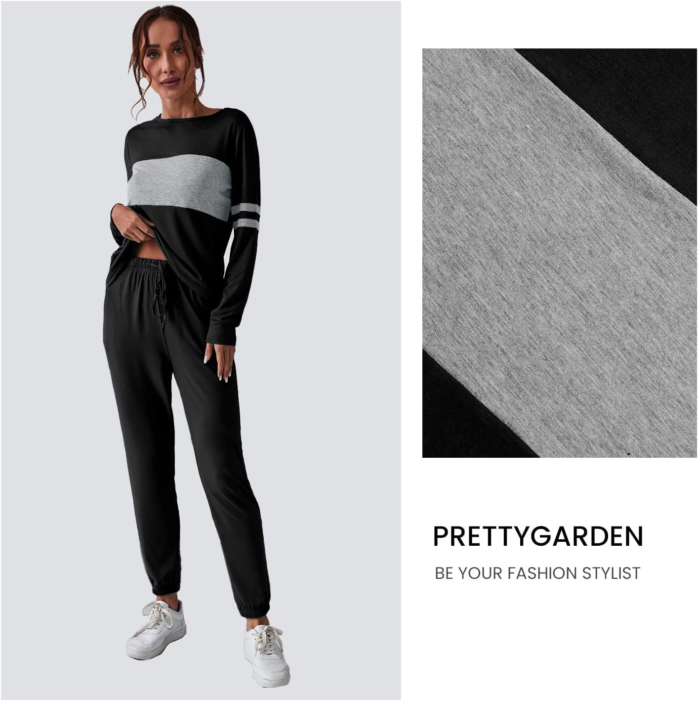 PRETTYGARDEN Womens 2 Piece Sets 2026 Long Sleeve Tops High Waisted Sweatpants Lounge Set Fall Fashion Travel Outfits - Image 5