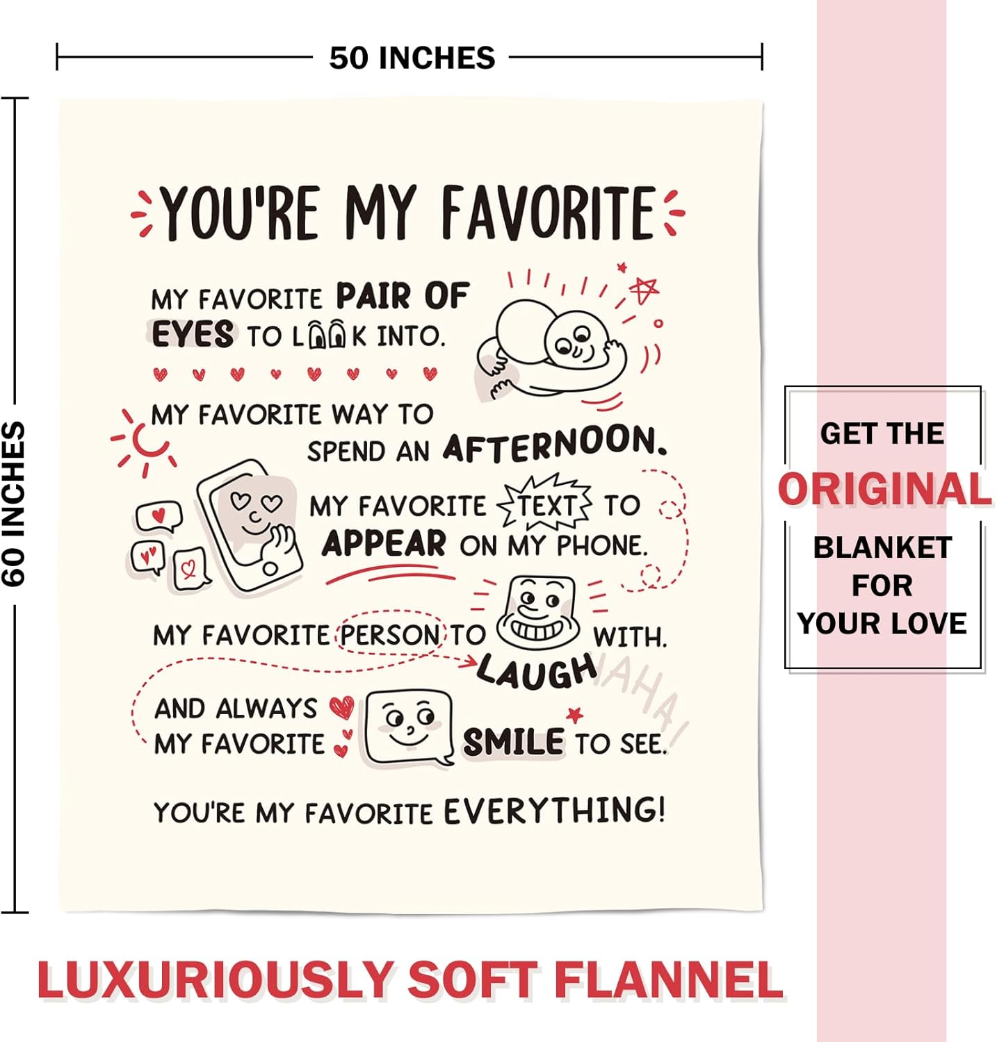 Craftique Girlfriend Gifts, Anniversary Birthday Gifts for Girlfriend Boyfriend- I Love You Blanket for Him Her- Romantic Gift for Him Her Husband Wife Fiance, 60”×50” - Image 5