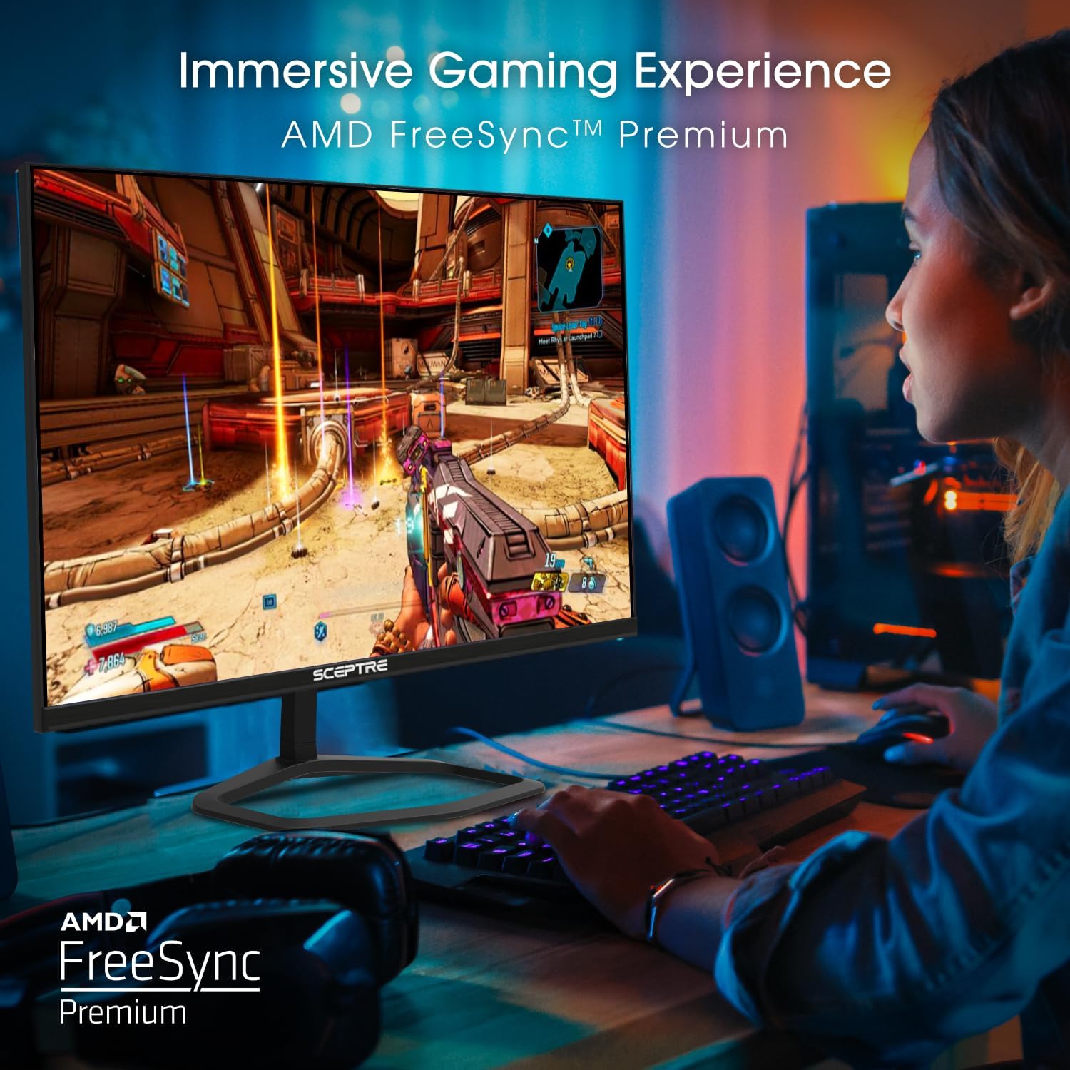 New! Sceptre 24.5-inch Gaming Monitor 240Hz 1ms DisplayPort x2 HDMI x2 100% sRGB AMD FreeSync Premium Build-in Speakers, Machine Black 2026 (E255B-FWD240 Series) - Image 6