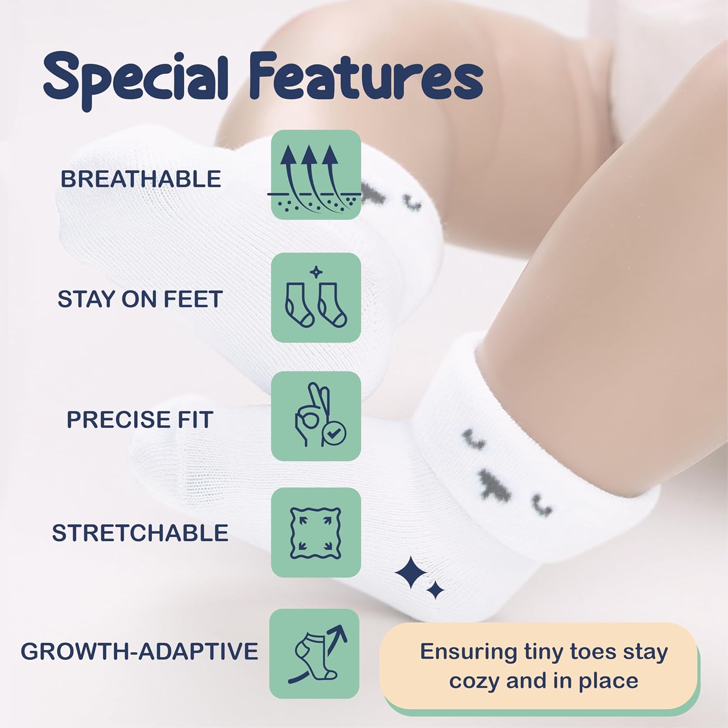 Mother's Choice Organic Cotton Baby Socks Infant 0-6 Months - 12 pairs Soft, Cozy, and Gentle Newborn Socks for Girls & Boys, Perfect Baby Registry for Everyday Wear, and Infant Comfort - Image 7