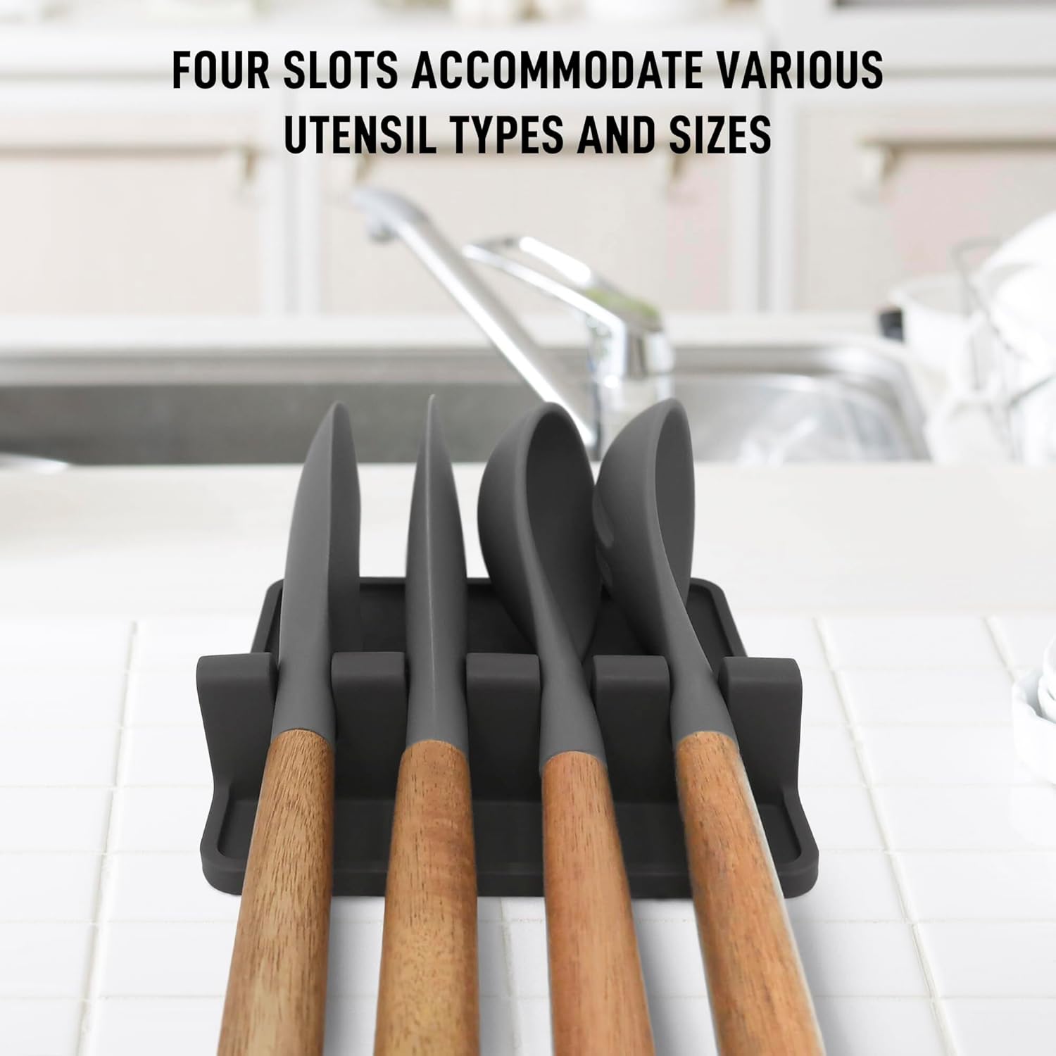 Zulay Kitchen Spoon Rest for Multiple Utensils High Heat-Resistant Silicone Drip Pad, BPA-Free Spoon Holder for Stove Top, Kitchen Gadget Holder for Ladles, Tongs, Cooking Spatula - Makes Great Gift - Image 3