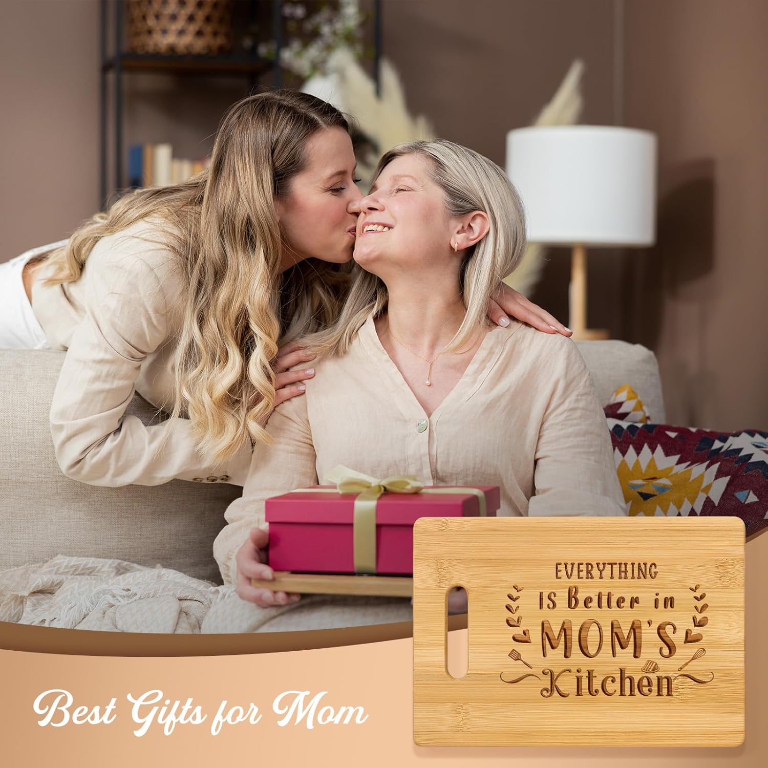 Mom Gifts, Unique Birthday Gifts for Mom from Daughter Son, Happy Birthday Presents for Mother, 11x8.5 inch Engraved Bamboo Cutting Board for Christmas Thanksgiving - Image 2