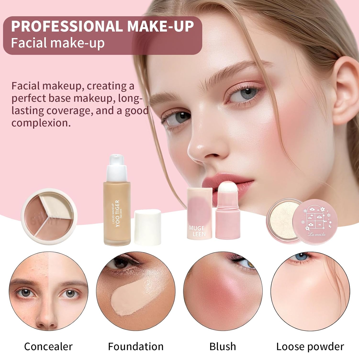 Makeup Kit for Women Full Kit Makeup Set for Teen Girls All In One Makeup Set Includes Foundation Eyeshadow Palette Lipgloss Eyeliner Stick Cosmetic Brush Set - Image 4