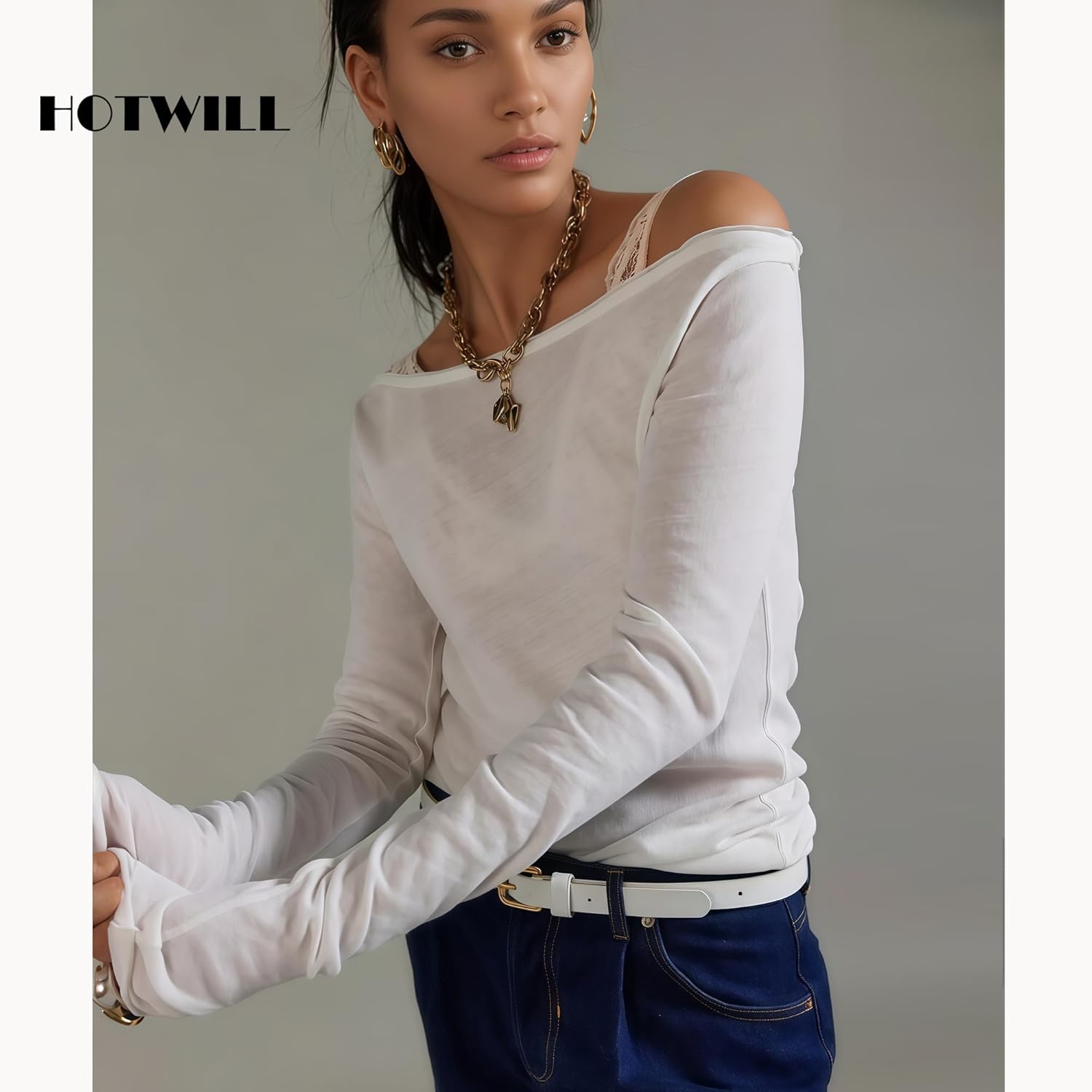 HOTWILL 4 Pack Women Skinny Belts for Jeans Dress Thin Waist Belt for Ladies with Gold Buckle 0.55" Width - Image 2