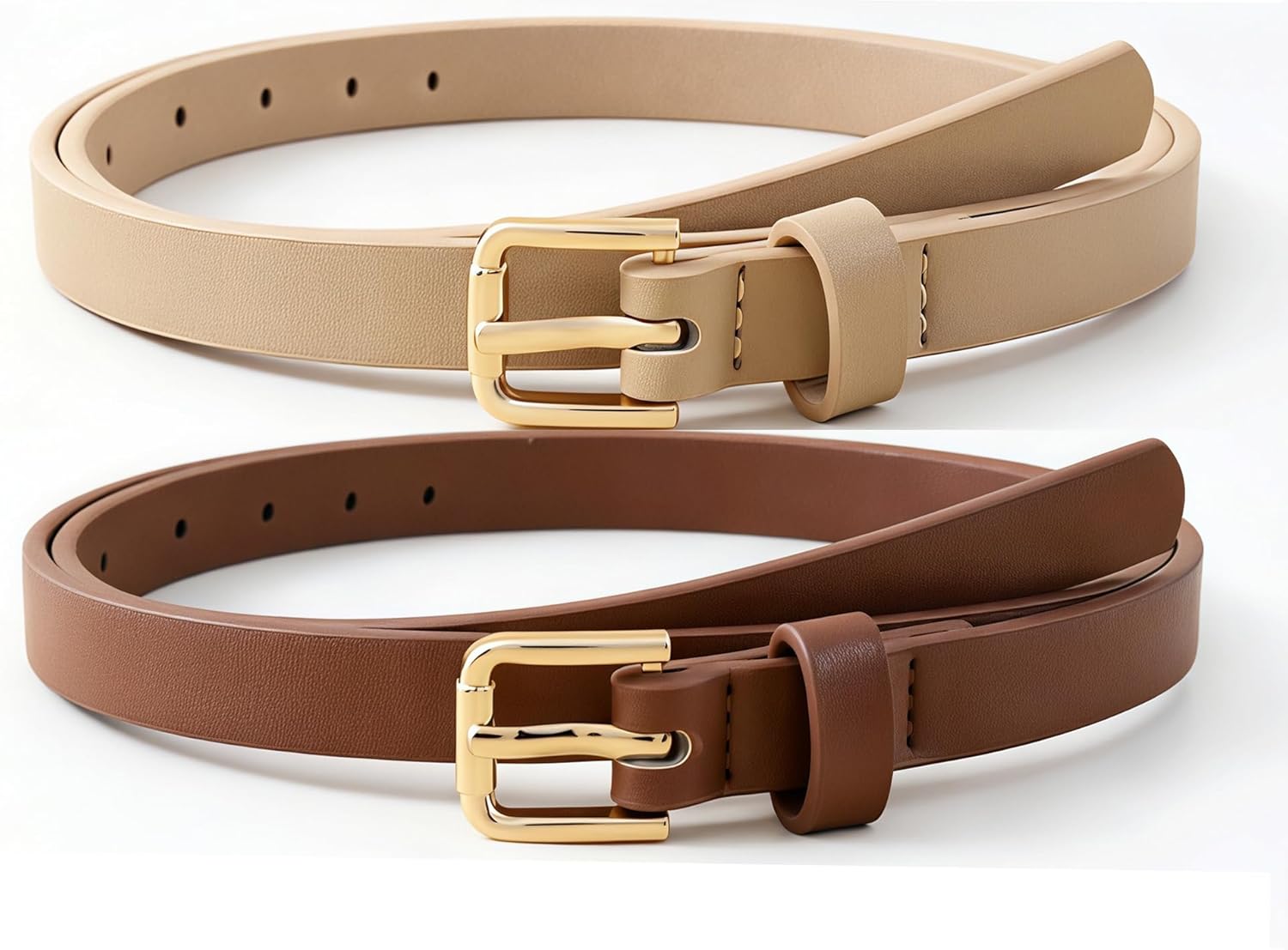 HOTWILL 4 Pack Women Skinny Belts for Jeans Dress Thin Waist Belt for Ladies with Gold Buckle 0.55" Width - Image 5