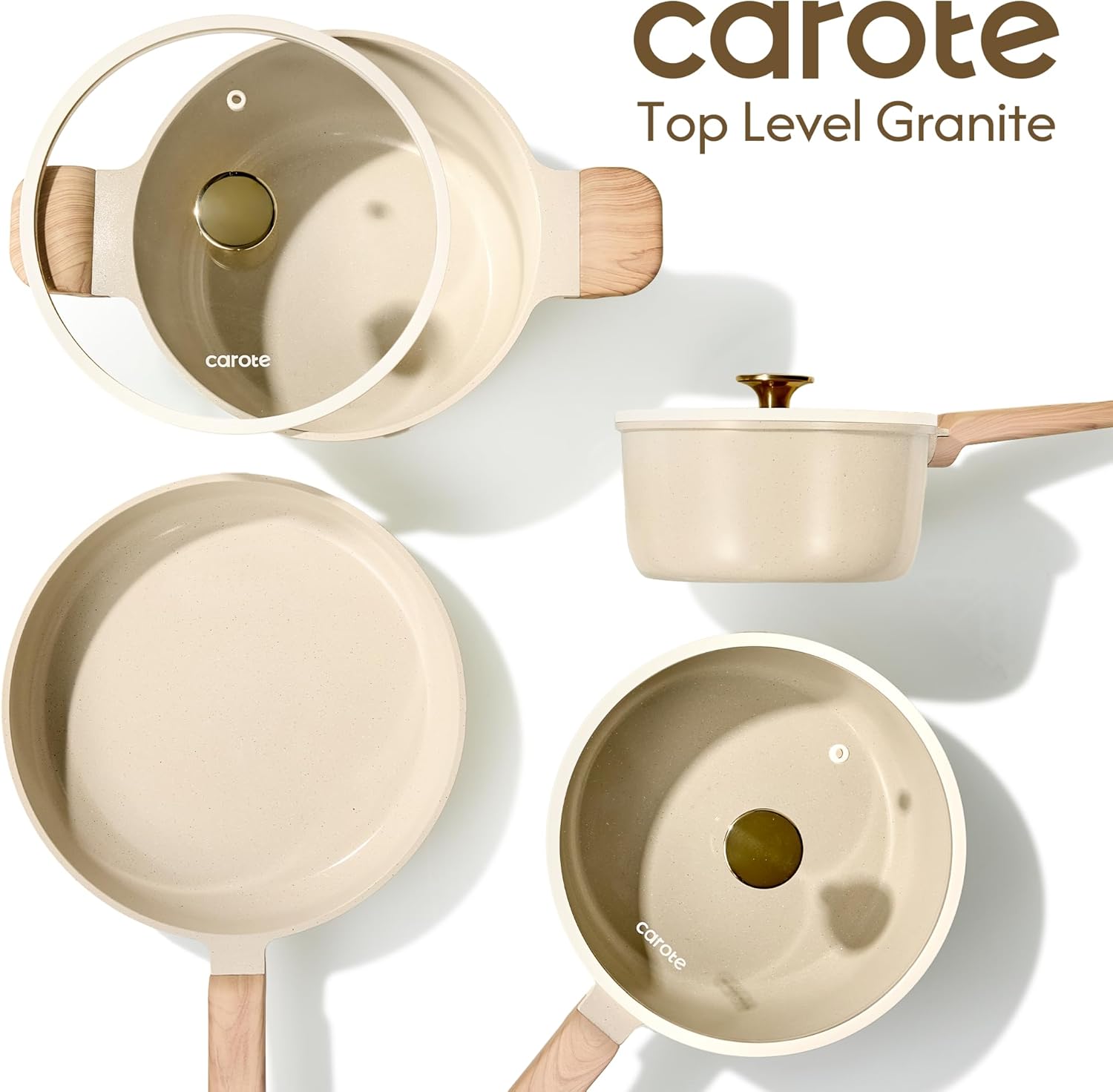 CAROTE 14Pcs Pots and Pans Set Non stick, Ceramic Cookware Set, Non-toxic Kitchen Cooking Set, PFAS and PFOA Free - Image 7