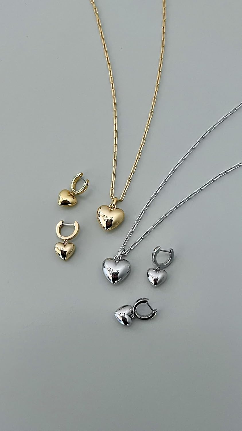 Ana Luisa Lev Puffy Heart Necklace for Women - Paperclip Chain w/ 14K Gold Plated & Silver Rhodium Plated Small Puffed Heart Pendant - Hypoallergenic, Water-Resistant, Tarnish-Free Jewelry - Image 8