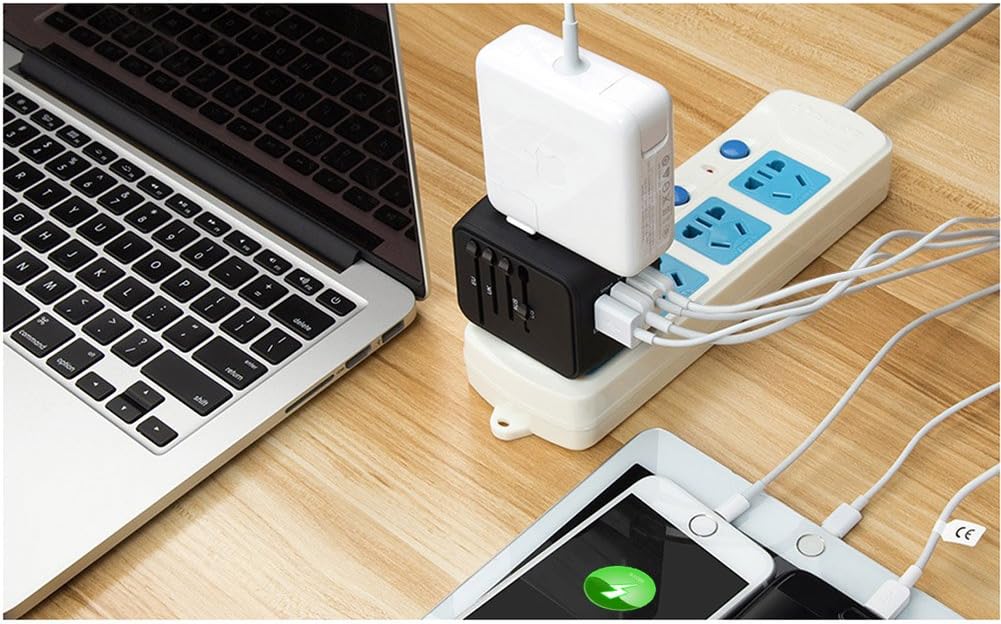 Universal International Travel Power Adapter W/High Speed 2.4A USB, 3.0A Type-C Wall Charger, European Adapter, Worldwide AC Outlet Plugs Adapters for Europe, UK, US, AU, Asia-Black - Image 7