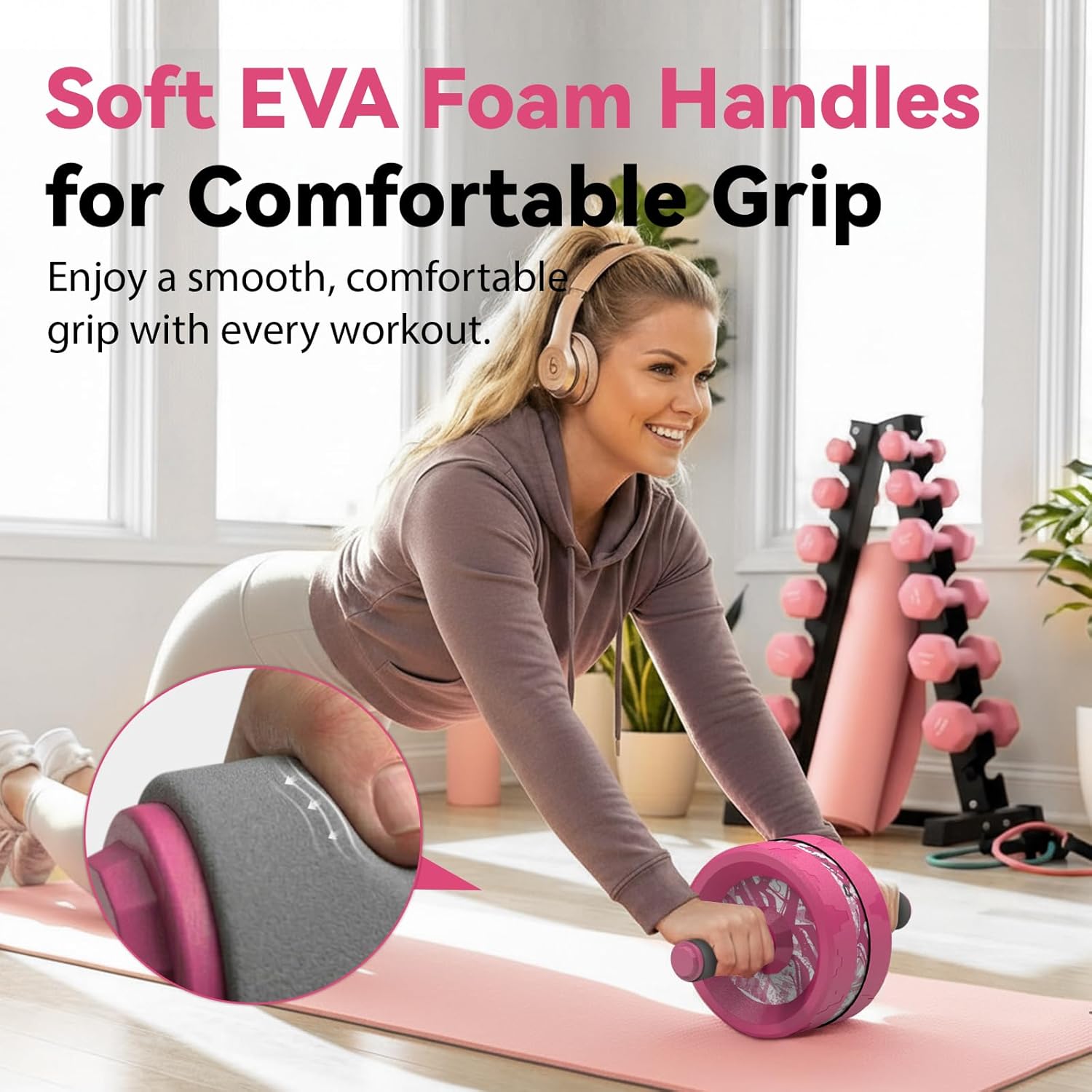 VINSGUIR Ab Roller Wheel, Abs & Core Workout Equipment for Home Gym with Knee Pad Accessories, Abdominal Wheel for Full-body Strength Training - Image 3