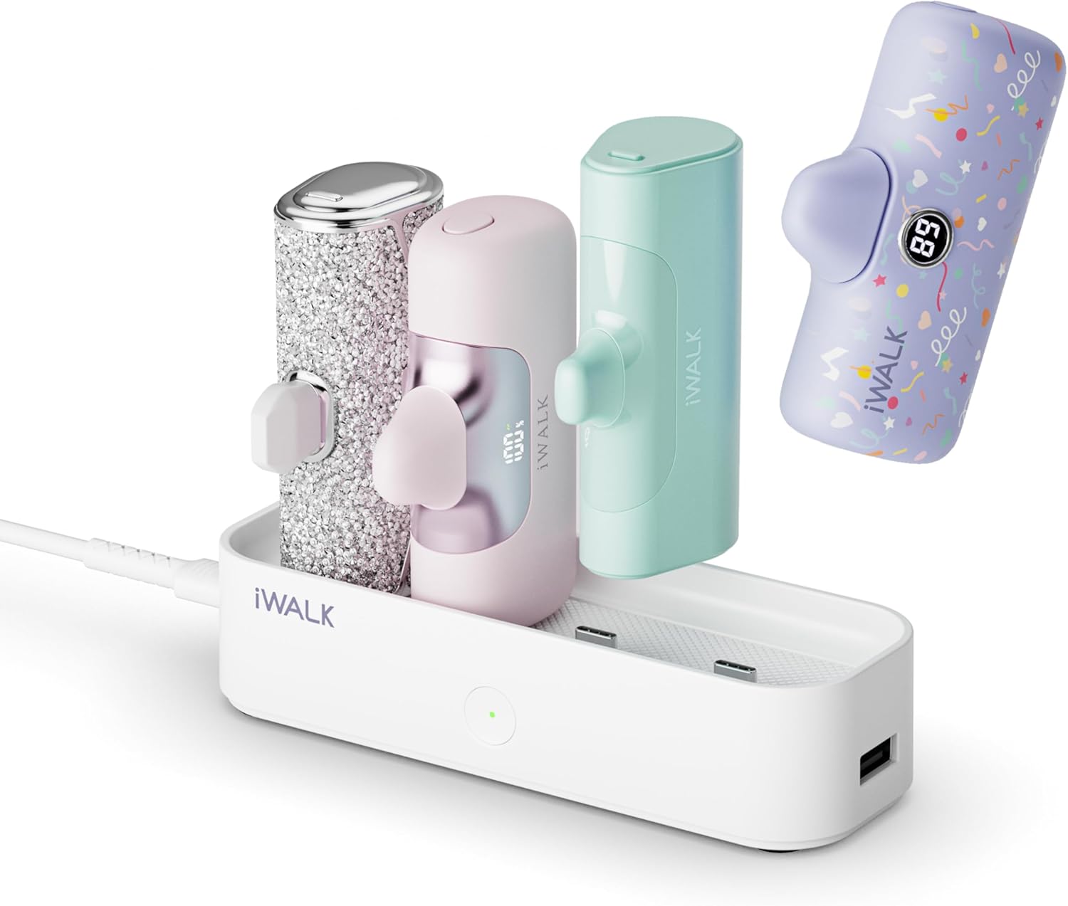 iWALK Charger Station for Portable Charger 4500mAh, 4800mAh, 5000mAh Power Bank for iPhone Charging Station Multiple USB-C Family-Sized Charger Station for Home(Station Only), White
