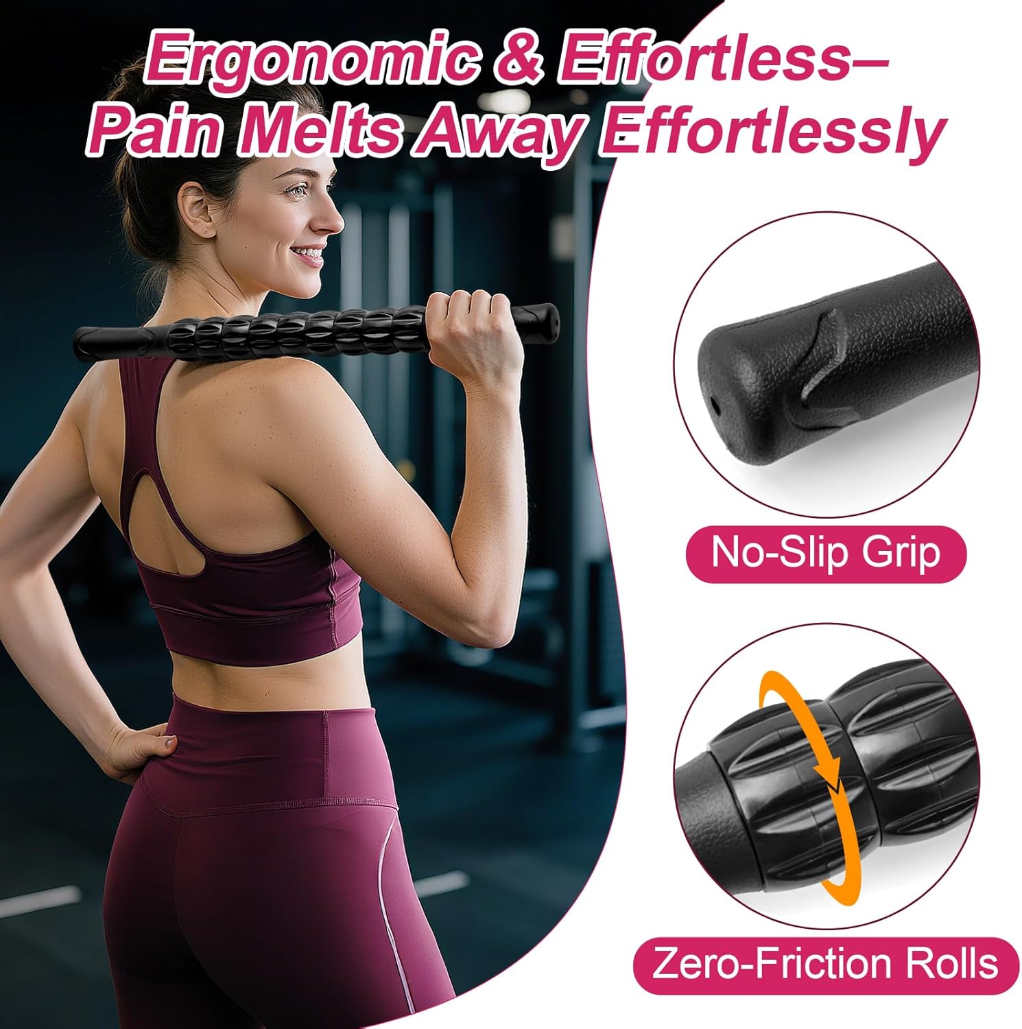 Massage Roller, Muscle Roller Stick, Therapy Roller Stick for Legs, Calf, Thigh, Lipo Roller for Relief Muscles, Deep Tissue Massage Rolling Pin for Trigger Points, Help Sore Muscle Recovery - Image 3