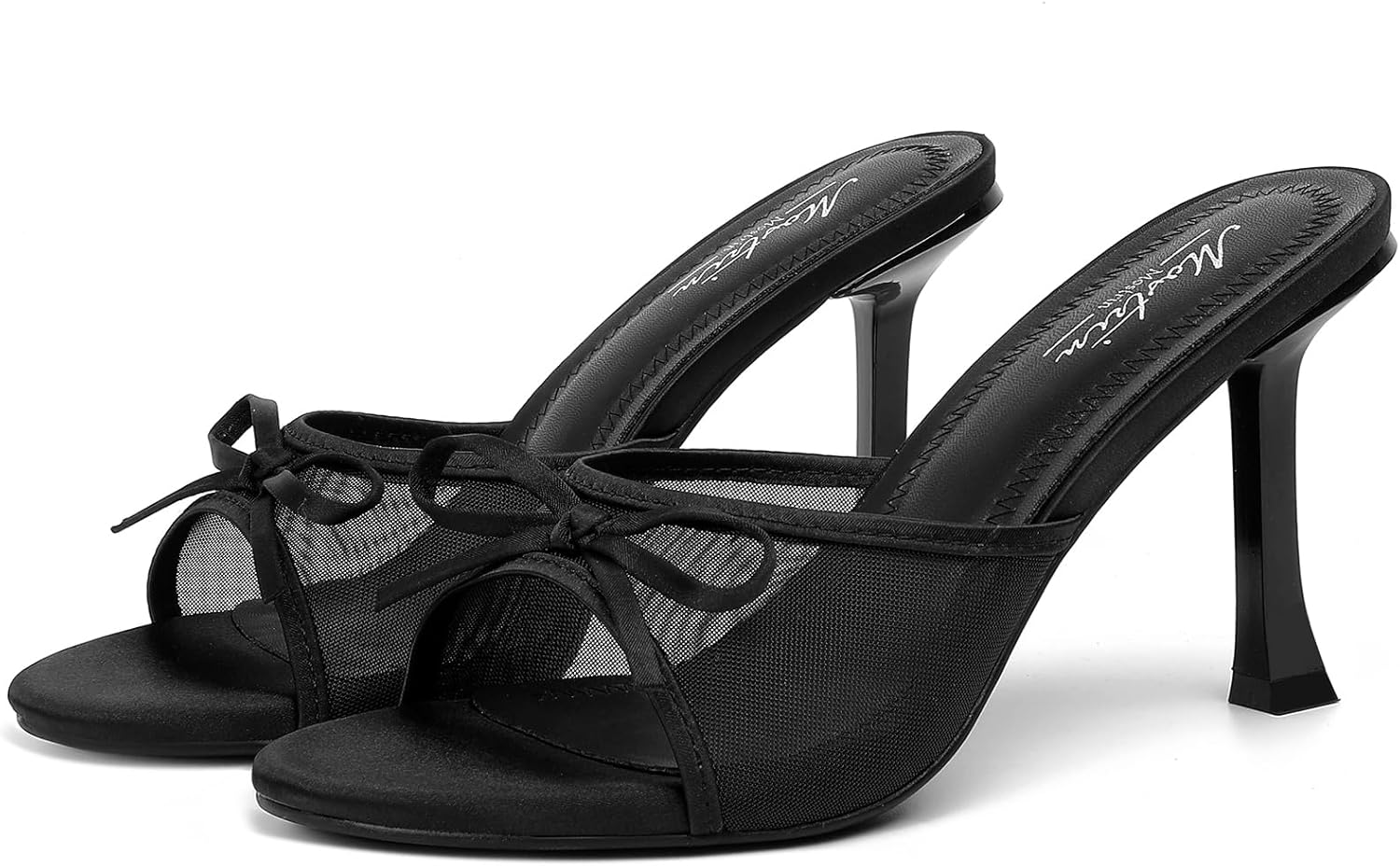 Mostrin Kitten Heels for Women Round Toe Heels With Bow Vintage Mules Sexy Slip on Stiletto Backless Sandals for Party Daily - Image 6