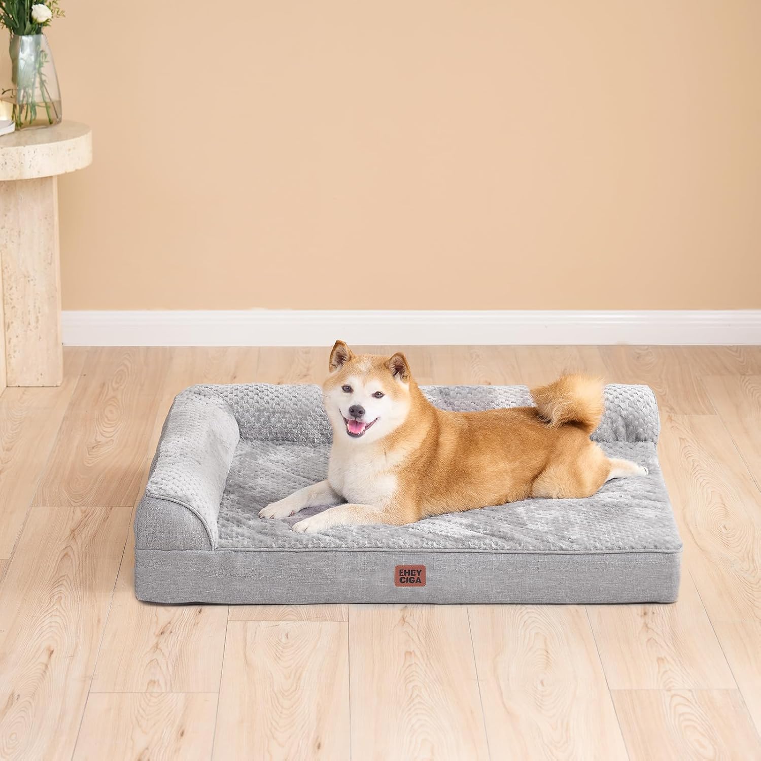 EHEYCIGA Orthopedic Dog Bed Medium Size Dogs, Memory Foam Dog Bed with Washable Removable Cover, Waterproof Pet Sofa Couch for Crate with Nonskid Bottom, 30x20x6, Grey - Image 8