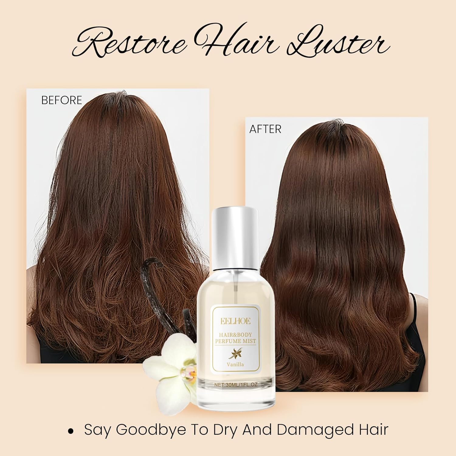 Hair Perfume for Women Vanilla Pheromone, Hair & Body Shine Spray Nourishing and Hydrating Mist Fragrance, Eau Parfum Long Lasting & Add Shine Portable, Light Perfume, 30 ml - Image 3