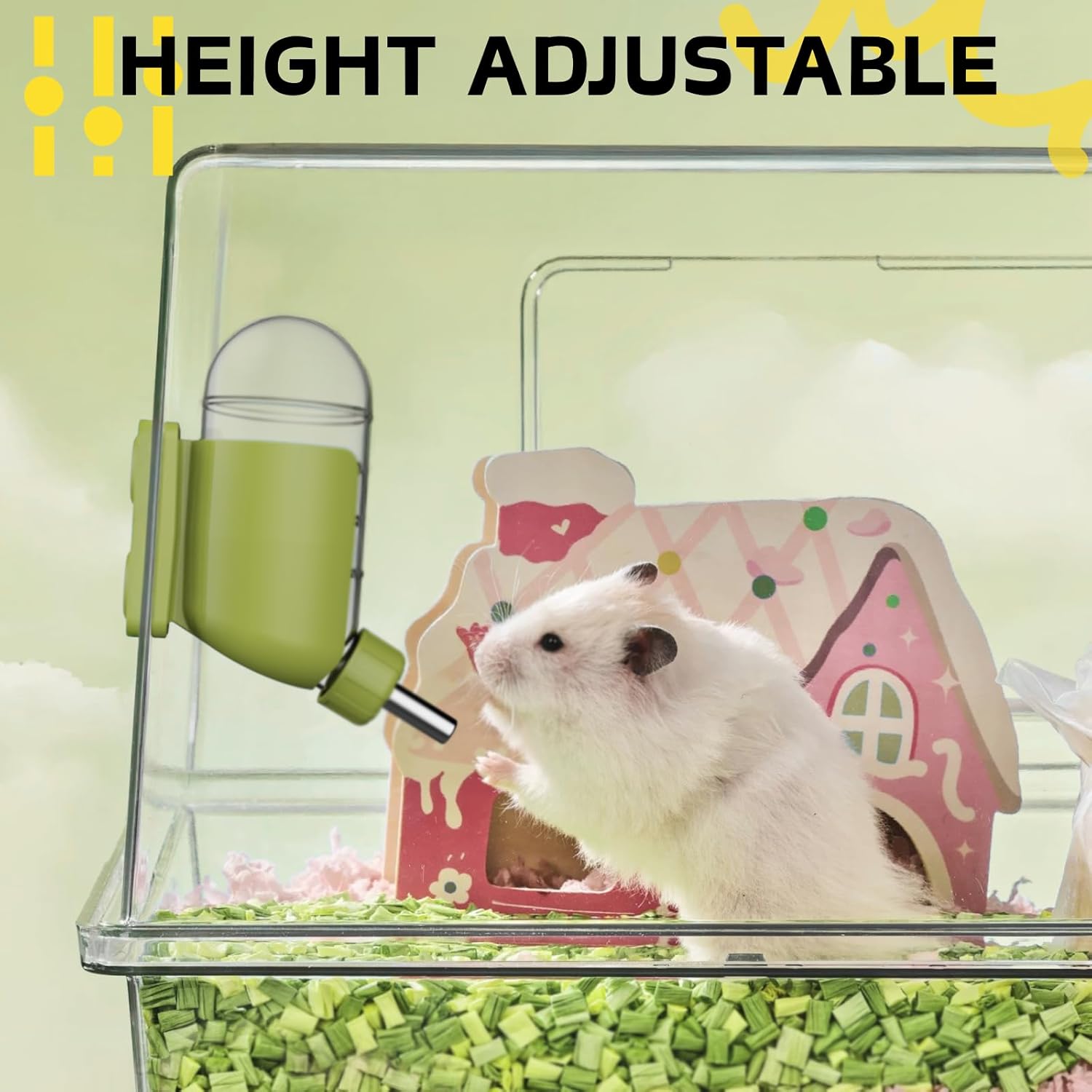Hamster Water Bottle with Magnetic Holder, Freestanding Water Bottle for Glass Tanks, Suitable for Syrian Dwarf Hamsters Gerbils Mice Rats Degus (Grey, 4 oz (Magnetic-Mounted)) - Image 6