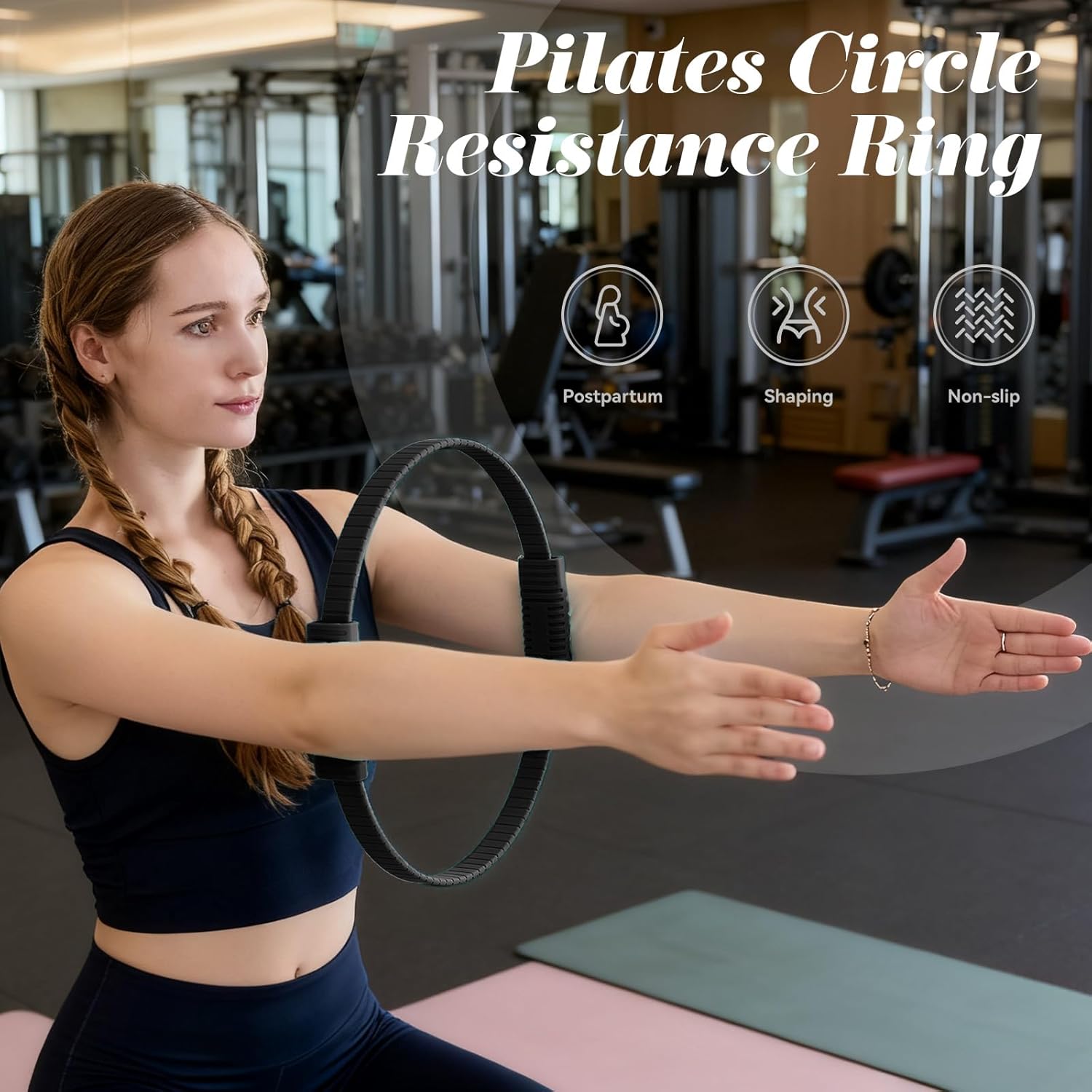 Pilates Ring, Silicone Magic Pilates Rings, Lightweight & Durable Flexible Fitness Circle Exercise Equipment for Toning Arms, Thighs,Legs, Core,Yoga & Physical Therapy - Image 8