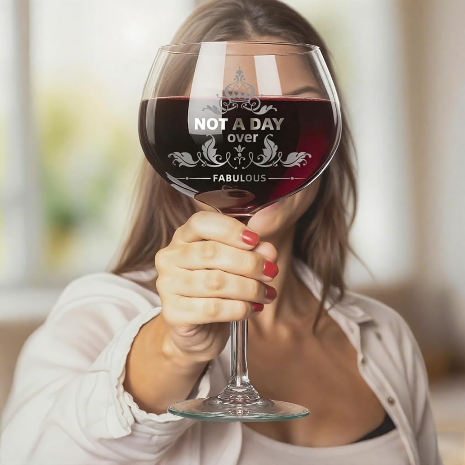 Gifts For Women,Not a Day Over Fabulous Personalized Wine Glasses Birthday Gifts Wine Glass Mothers Day Gifts For Women, Unique Gift Ideas for Her Mom Friends Female Her Wife Girlfriend Coworkers - Image 4