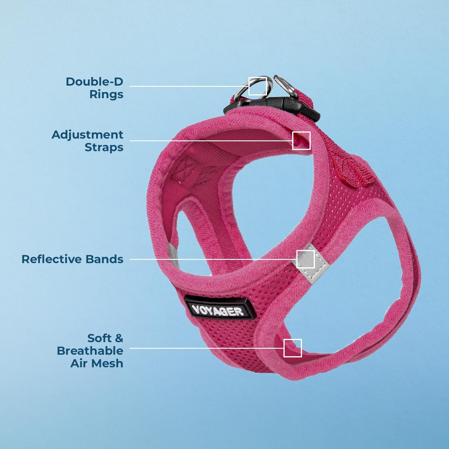 Best Pet Supplies Voyager Step-in Air Harness - All Weather Mesh, Reflective, No Pull Harness for Dogs, Cats - Secure with Hook & Loop Fastener, Buckle, Double D-Rings - Fuchsia, S - Image 4