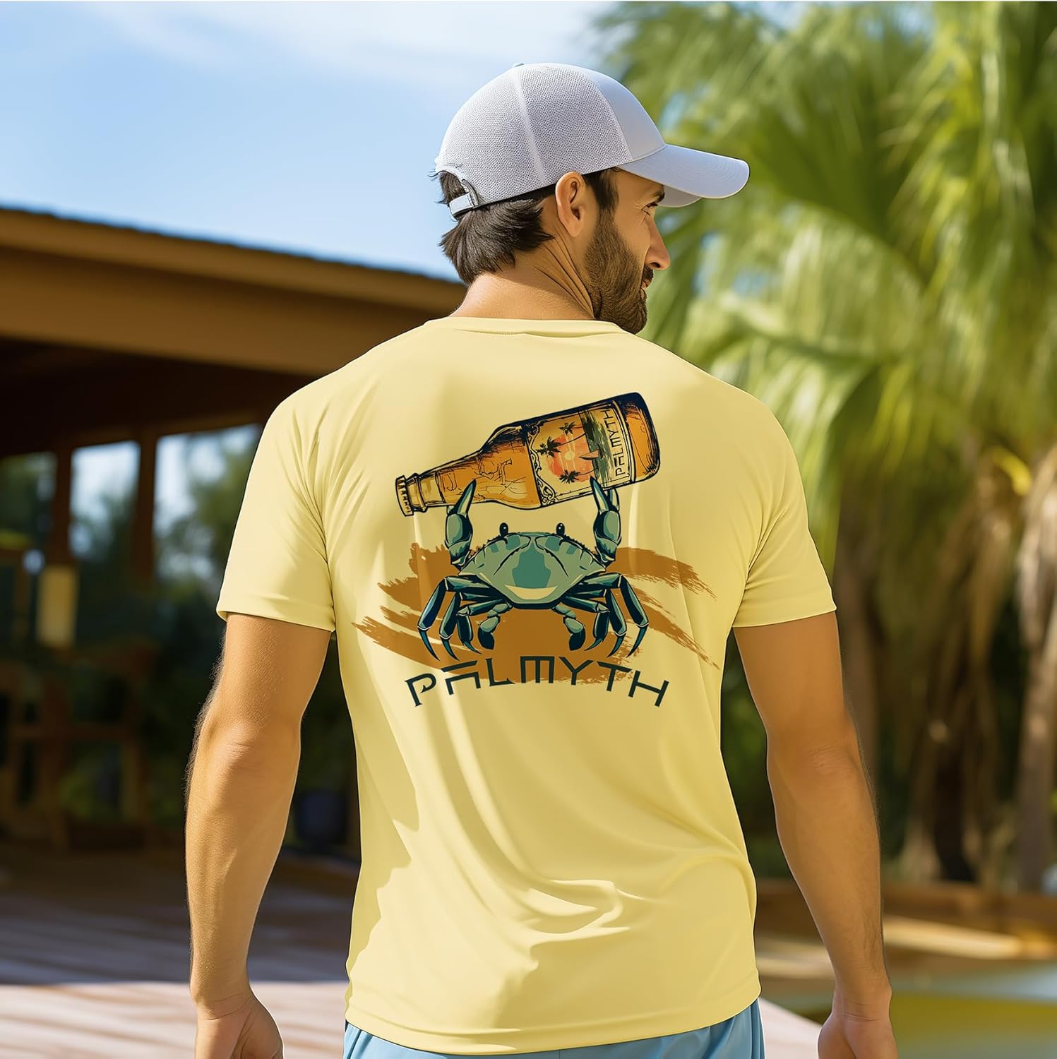 Palmyth Men's Fishing Shirt Short Sleeve Sun Protection UV UPF 50+ SPF T-Shirt - Image 2