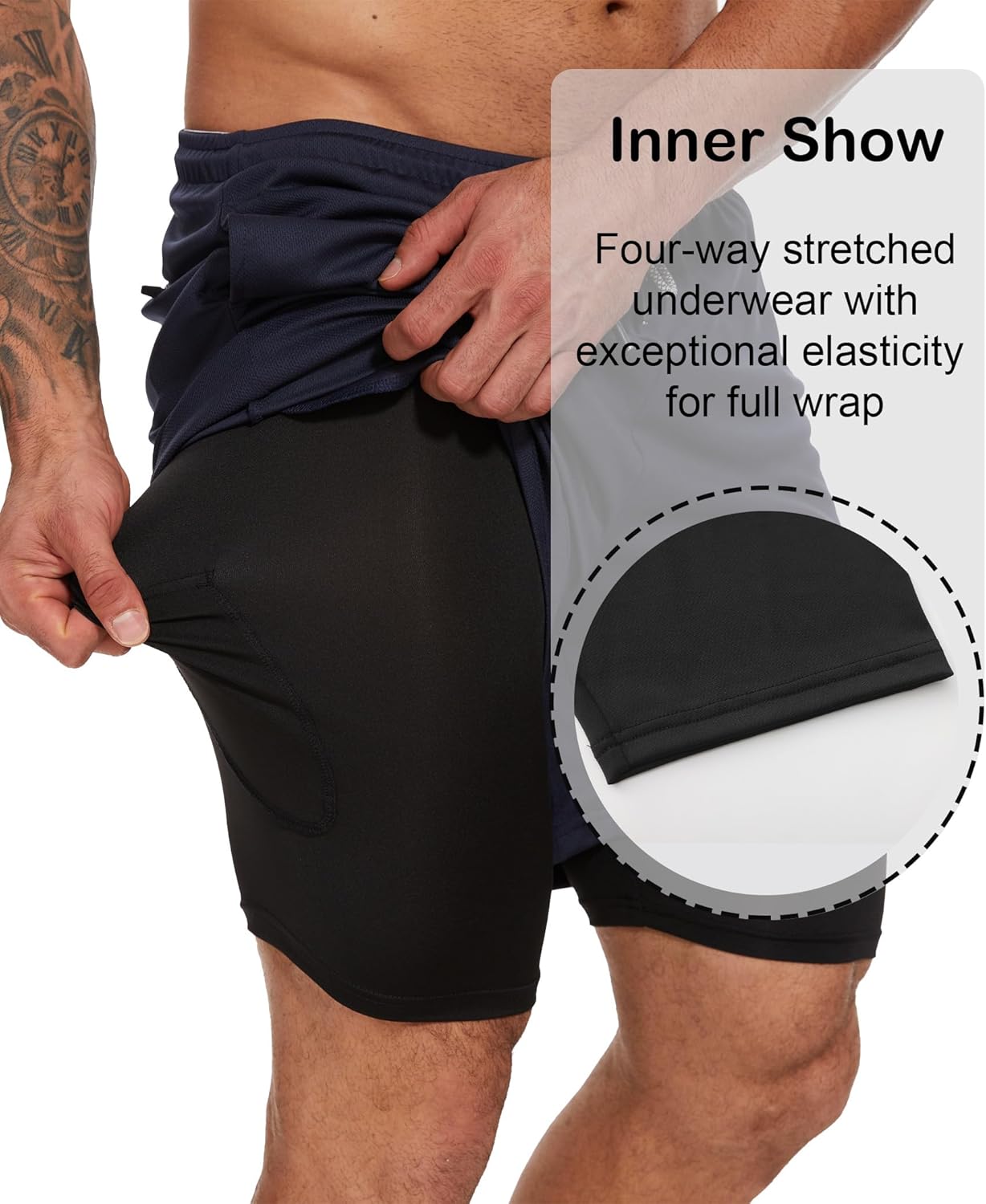 Kinglaman 4 Pack Mens 2 in 1 Running Workout Shorts with Liner, Gym Athletic Quick Dry Sport Shorts with Pockets - Image 3
