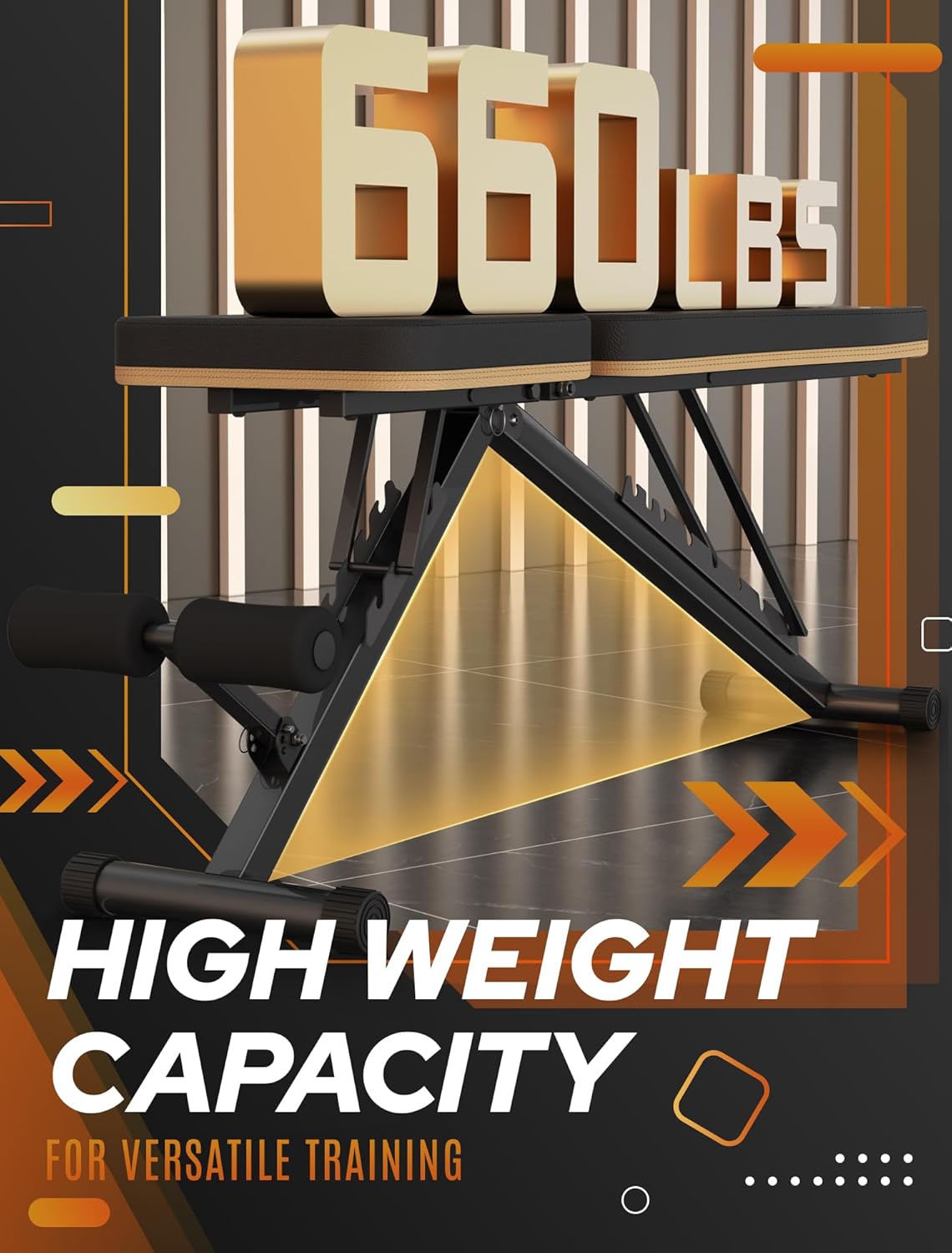 Assemble-Free Foldable Weight Bench Press for Home Gym, 660 LBS Capacity Incline Decline, Sit-up Bench for Full-Body Strength Training - Image 2