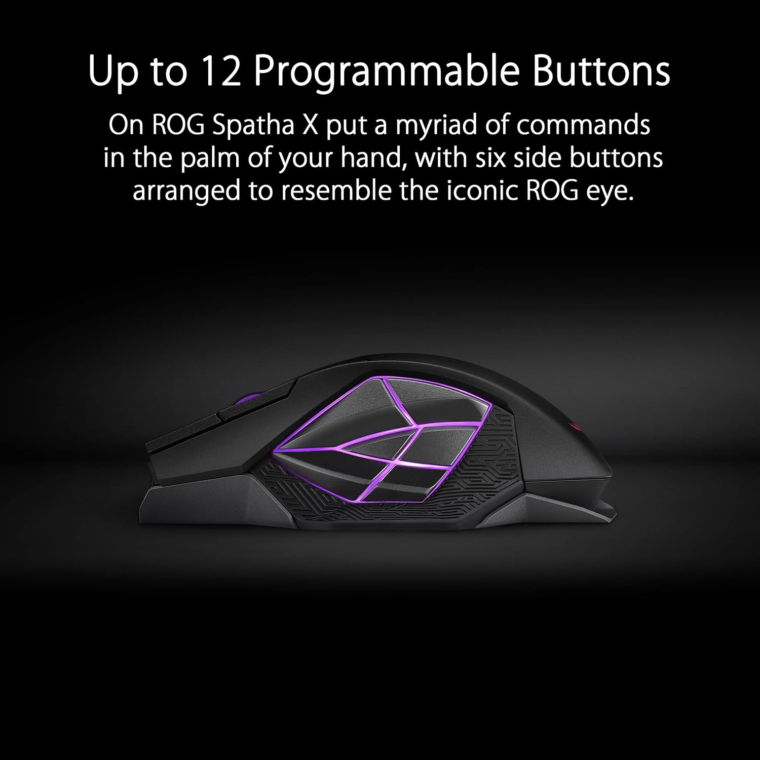 ASUS ROG Spatha X Wireless Gaming Mouse – MMO/MOBA Design, 12 Programmable Buttons, Right-Handed, 168g, Dual-Mode (Wired/2.4GHz), 19K DPI, up to 67Hr Battery, Magnetic Charging Dock, PC/Mac Support - Image 3