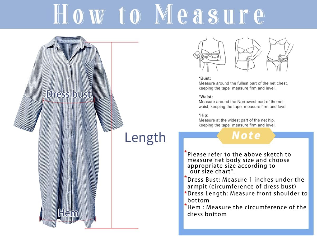 chouyatou Women's Casual Long Sleeve Button Down Loose Striped Cotton Maxi Shirt Dress - Image 5