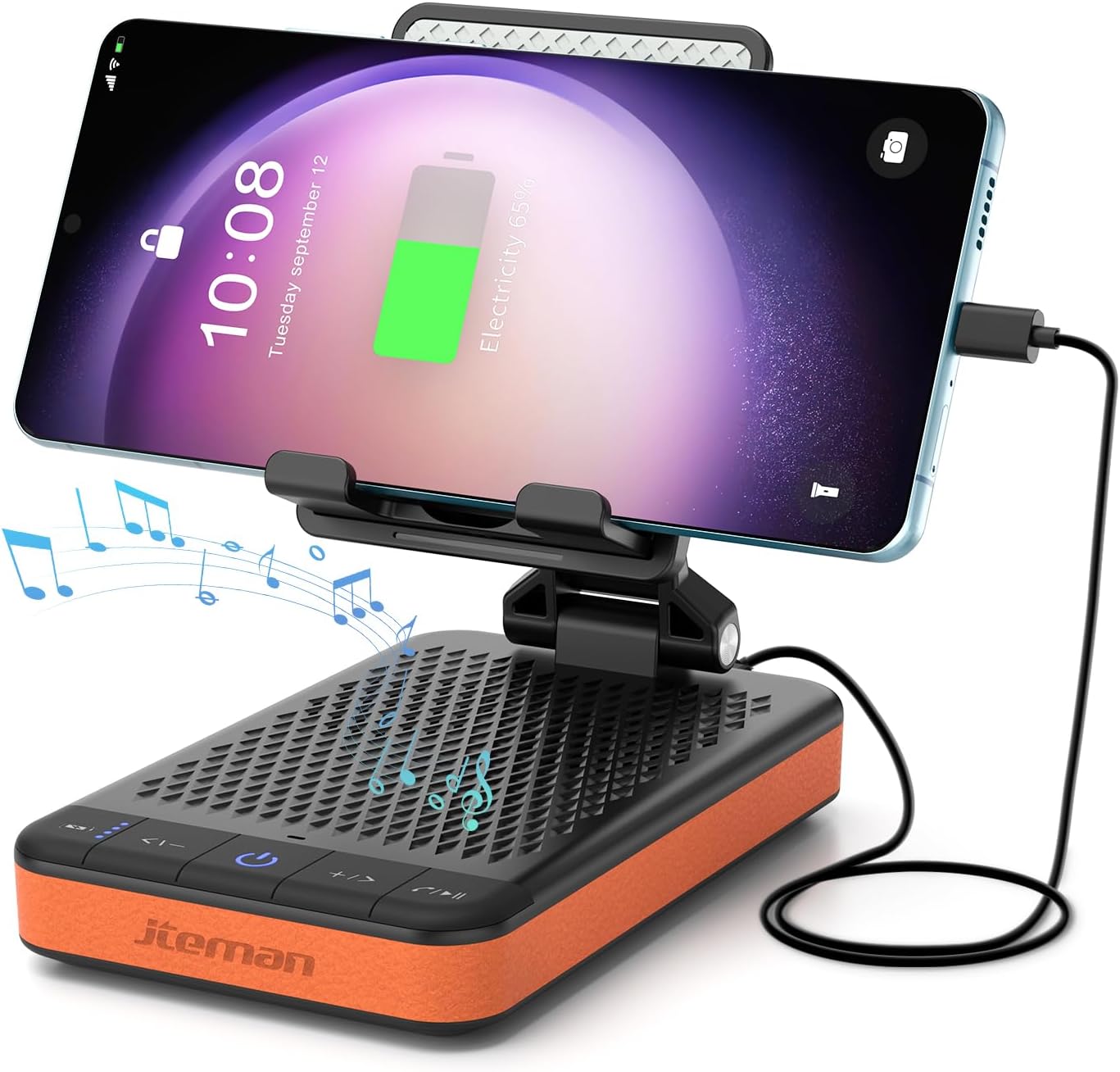 JTEMAN Bluetooth Speaker Phone Stand with Charging Function,Portable Foldable Slim Stand,Birthday Gifts for Men and Women Tech Gadgets