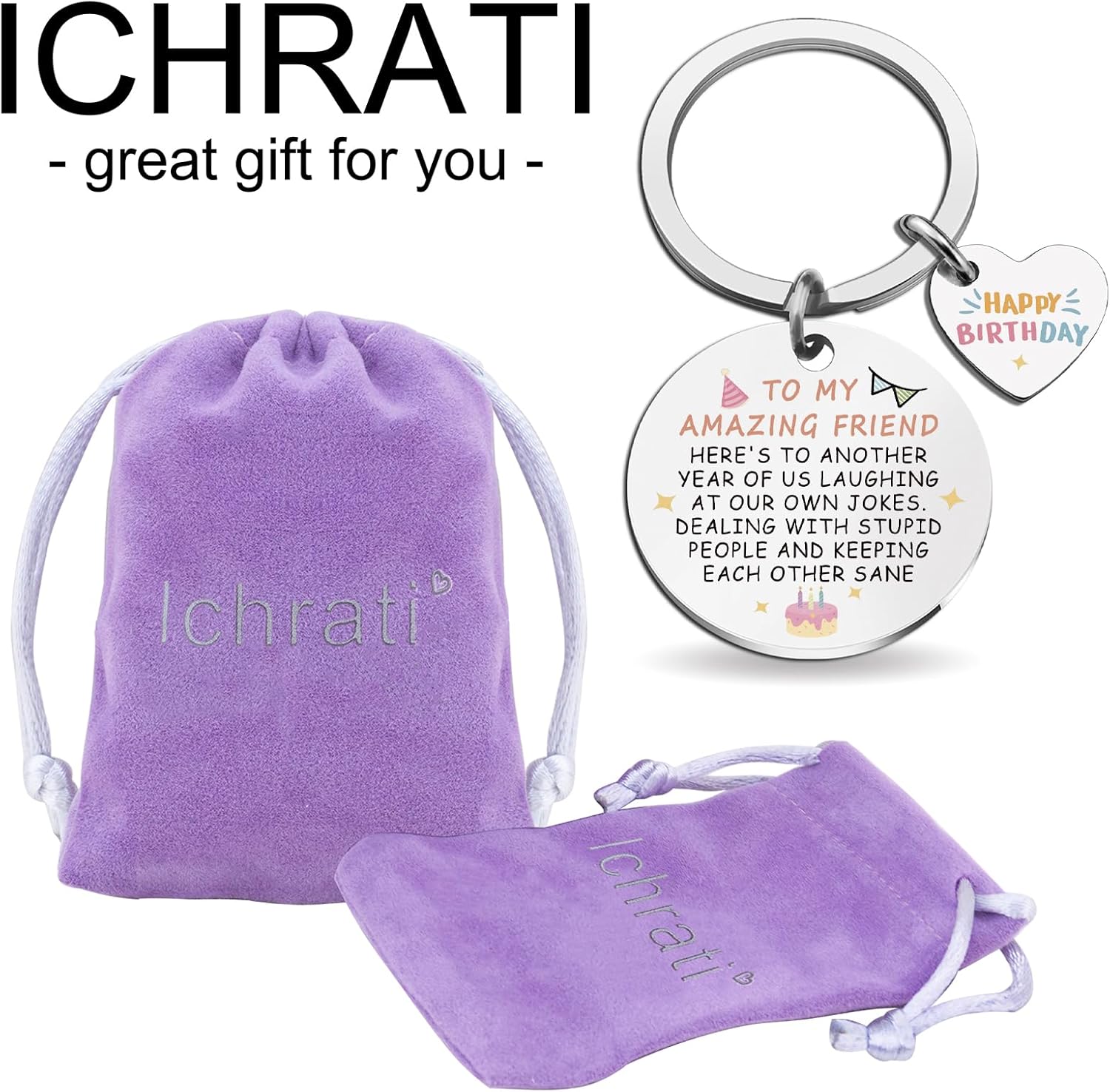 Best Friend Birthday Gifts for Women Girls Happy Birthday Bestie Gift Funny Friendship Gifts for BFF Coworker Classmate To My Amazing Friend Keychain - Image 7