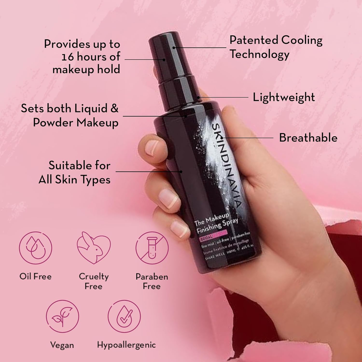 Skindinavia The Makeup Finishing Spray, Bridal Makeup Cooling Setting Spray, All-Day Wear, Long-Lasting Up to 16+ Hours, Heat-Resistant & Waterproof, Wedding Day, Bridal Shower Gift, 2.0 Oz - Image 2