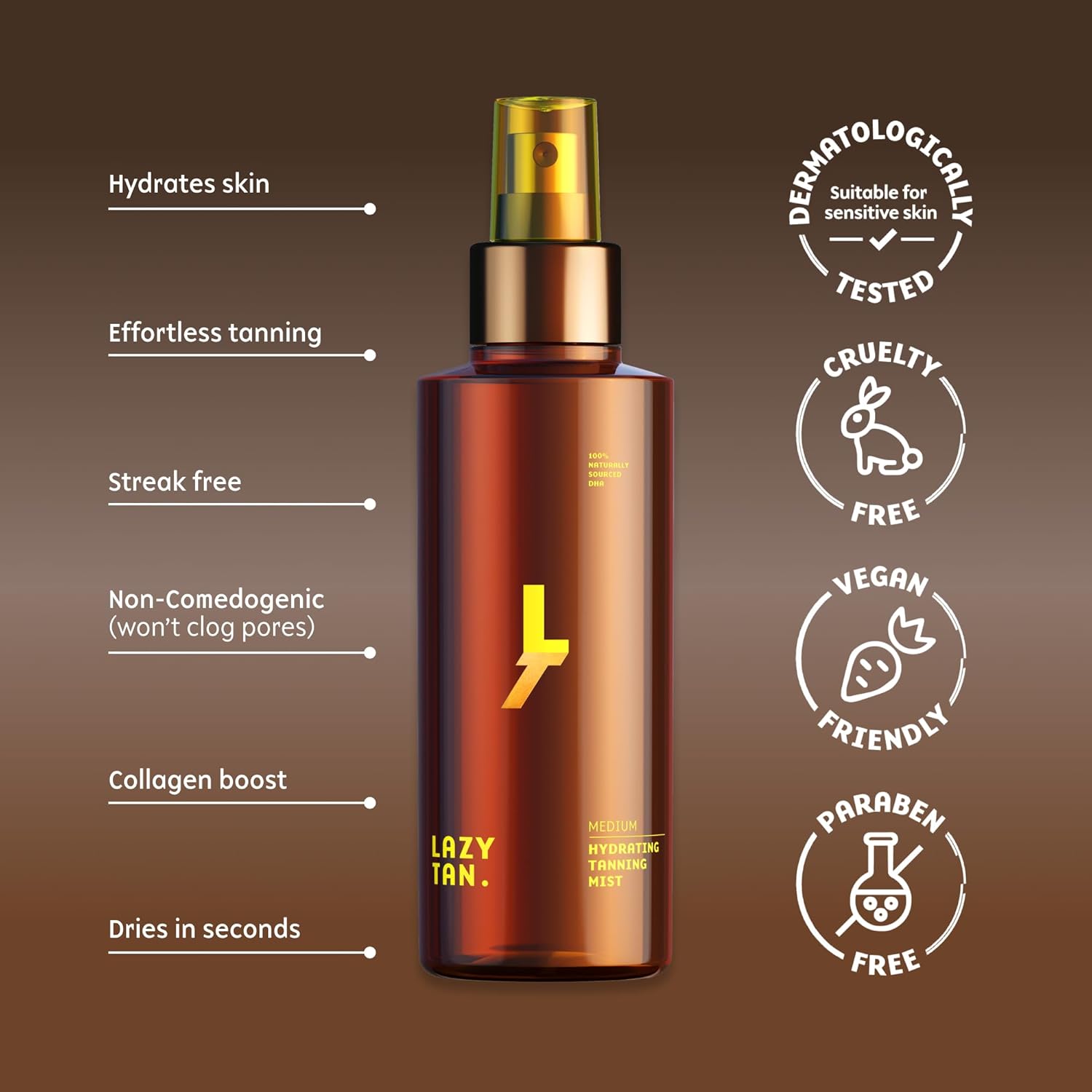 Face Tan Mist - Self Tanning Mist, Waterproof, Effortless and Natural Looking, Gradual Sun Kissed Glow, Suitable for Face and Body, Hydrating Moisturiser with Vitamin C and Vitamin E - Image 8