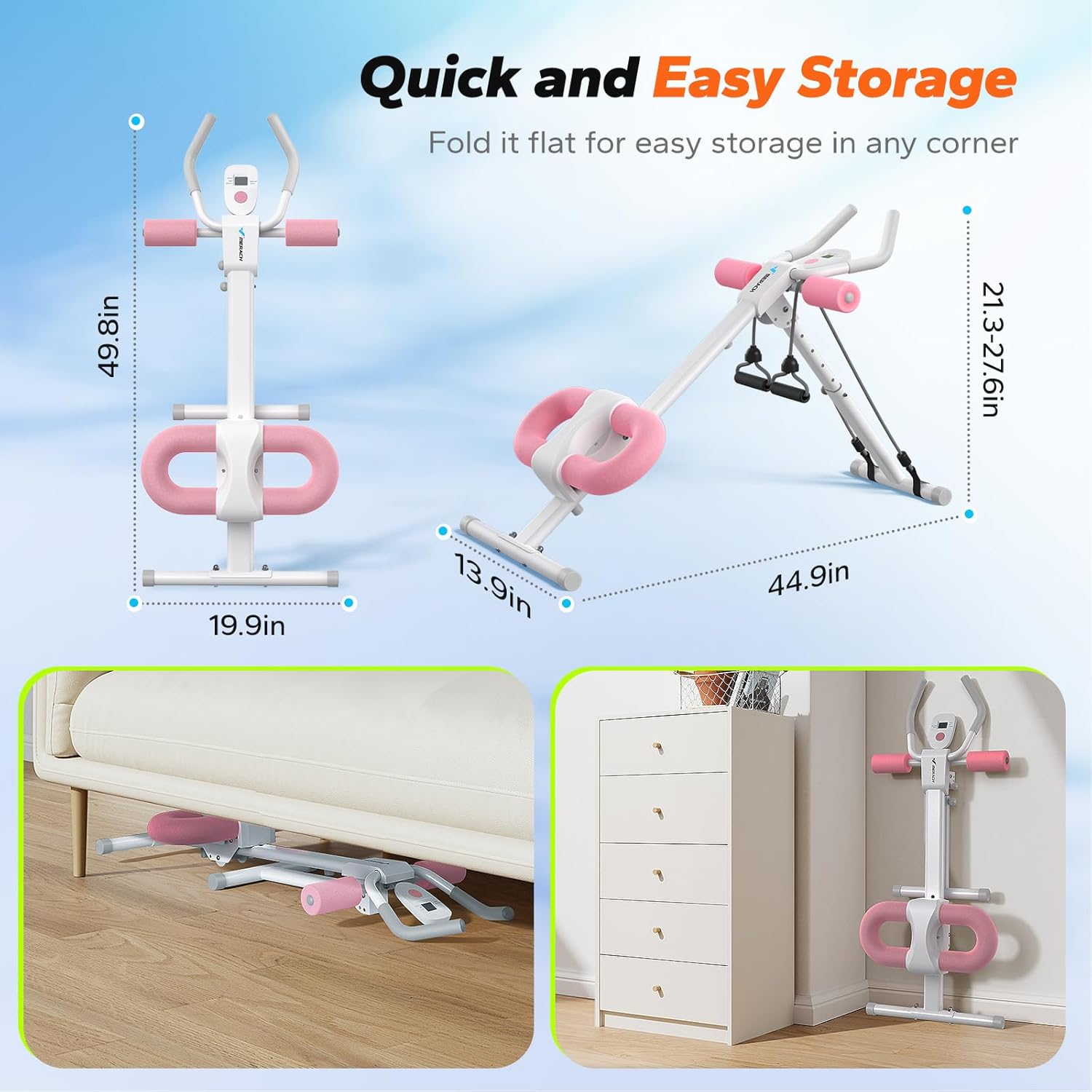 MERACH Ab Machine, Ab Workout Equipment, Adjustable Ab Trainer Machine for Abs Workout at Home Gym, Foldable, Knee Protection, Abdominal Trainer for Stomach Workout - Image 5