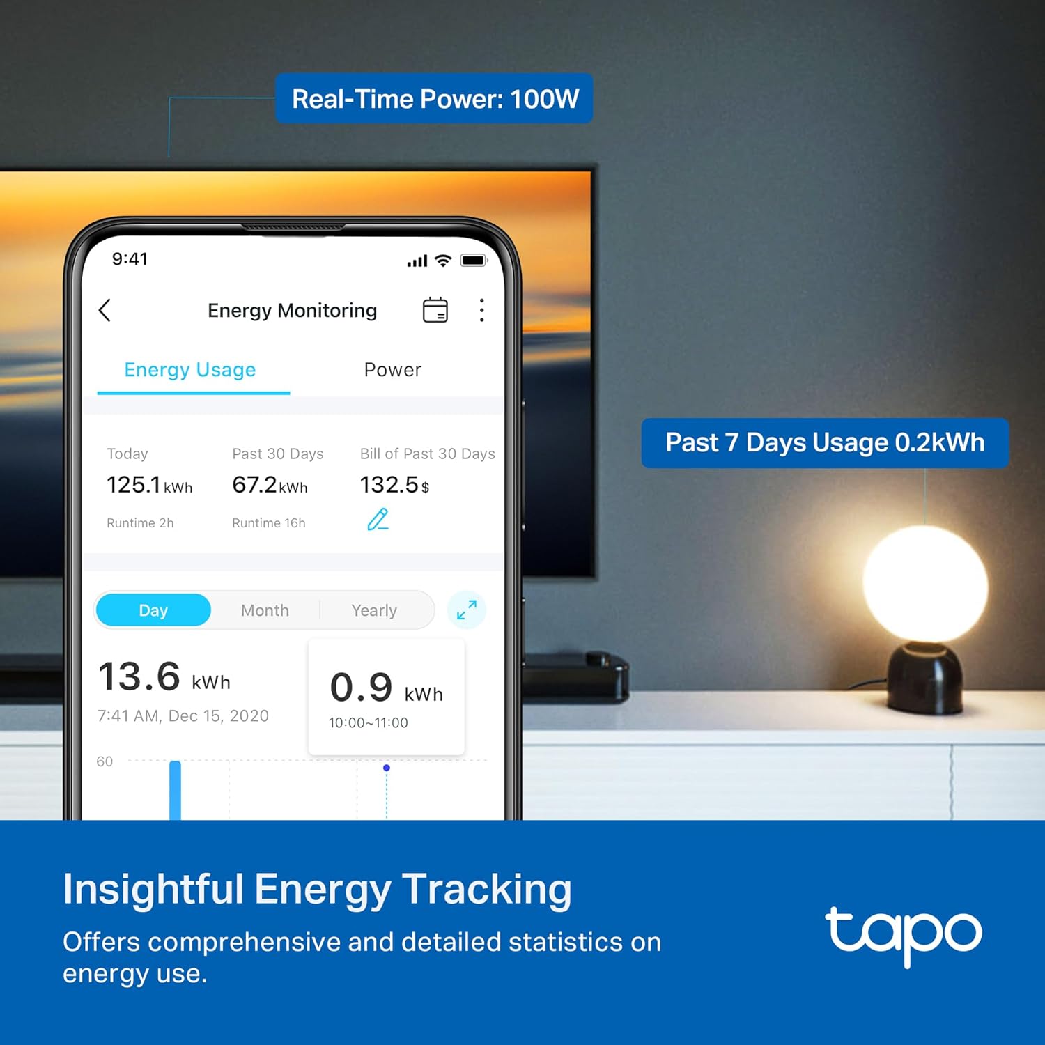 TP-Link ๐ง๐ฎ๐ฝ๐ผ Smart Plug Wi-Fi Mini, Energy Monitoring, Compatible with Alexa & Google Home & Samsung SmartThings, Timer, 15A/1800W Max, ETL Certified, 2.4G Wi-Fi Only, Tapo P115(2-Pack) - Image 2
