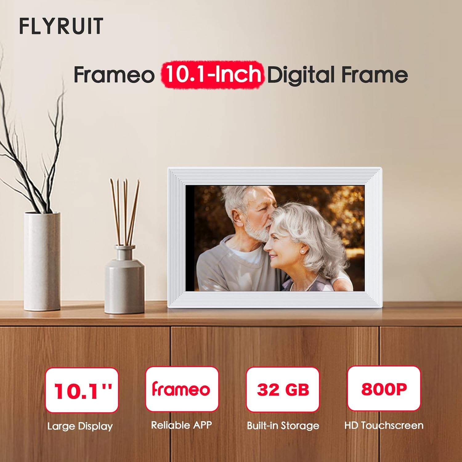 Digital Picture Frame, 10.1 inch Frameo Digital Frame WiFi, 1280 * 800 IPS HD Touchscreen, 32GB Storage, Instant Share Pictures Video, Smart Photo Frame Electronic, Gifts for Mom, House Warming - Image 2