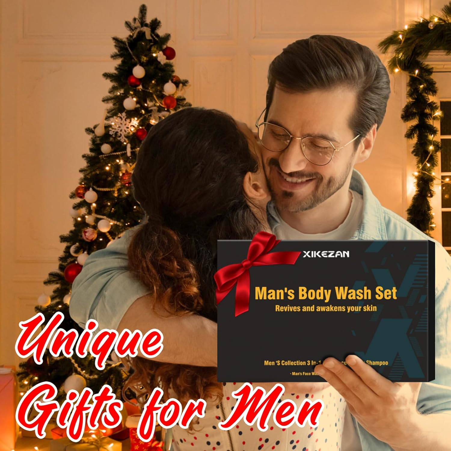 Gifts for Men,Mens Body Wash Gift Set Cleansing & Hydrating Skin w/Face Wash,Deodorant,Sandalwood & Cologne 3 in 1 Hair,Face & Body Wash,Mens Stocking Stuffers Christmas Gifts for Men Him Dad Husband - Image 2
