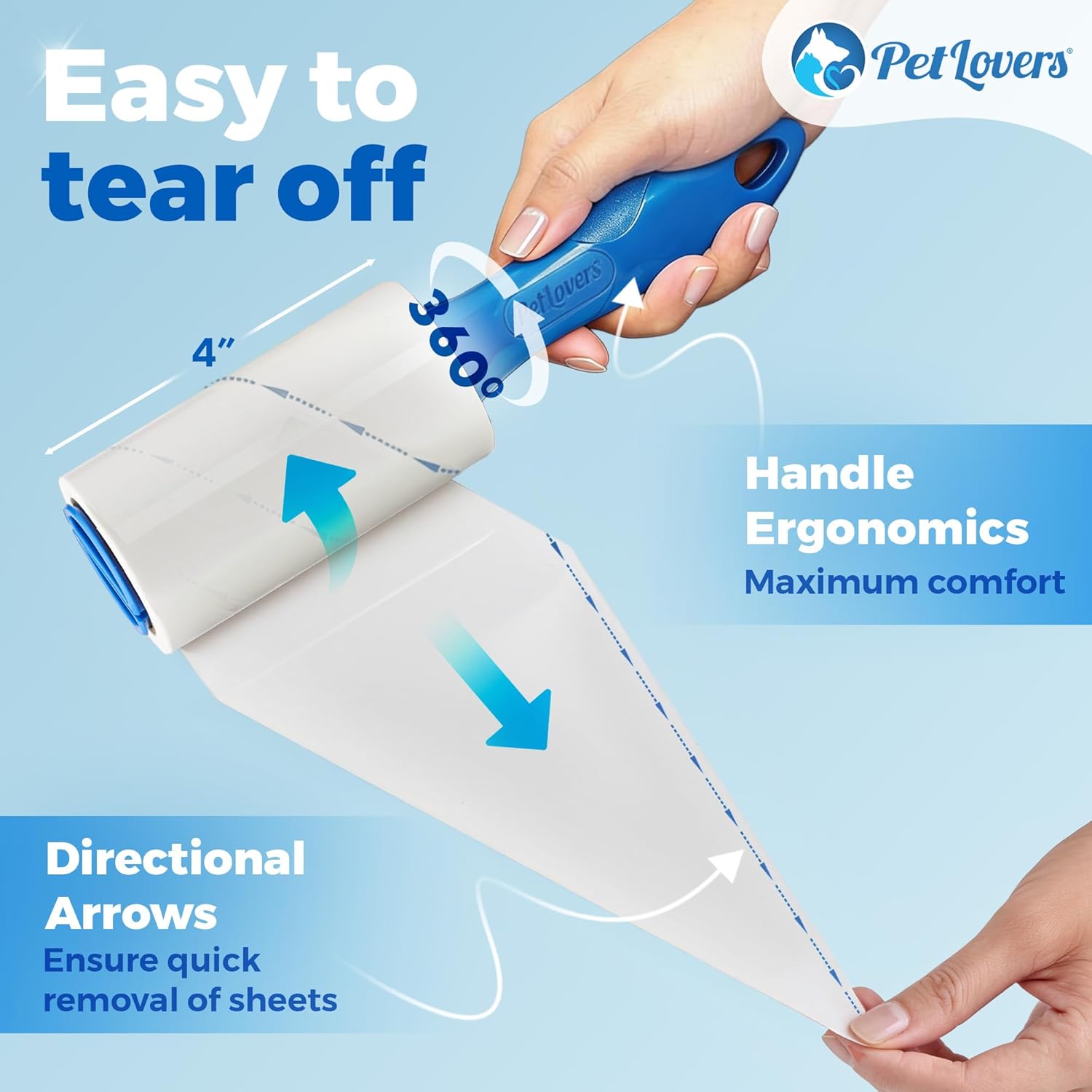 PetLovers Extra Sticky Lint Roller Value Set 270 Sheets for Pet Hair Removal and Clothes, Dog and Cat Lint Remover, 3 Pack - Image 6