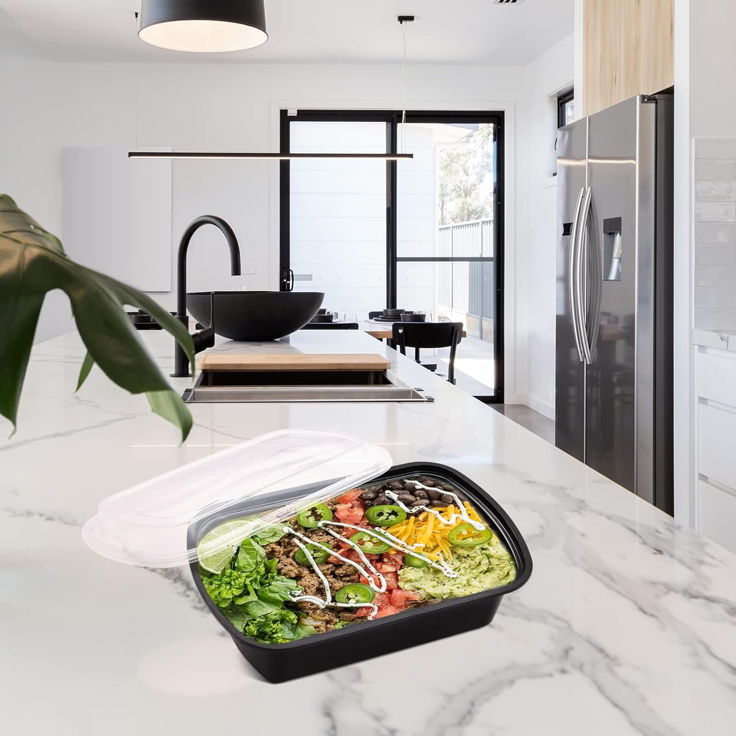 Kitch’nMore 38oz Meal Prep Containers, Extra Large &Thick Food Storage Containers with Lids, Reusable Plastic,Disposable Bento Box,Stackable,Microwave/Freezer/Dishwasher Safe, BPA Free (30Pack) - Image 3