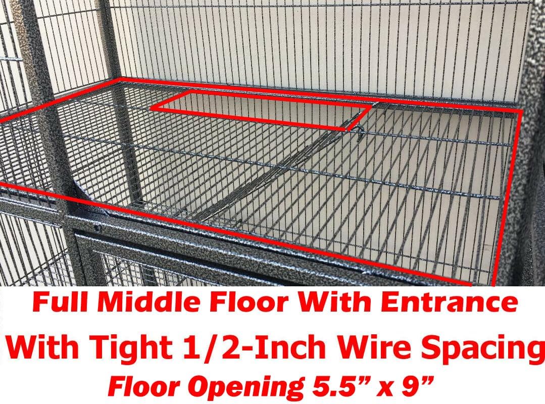 Large Two Full Story Deluxe Double Unit 4-Tiers Tight 1/2-Inch Bar Spacing Durable Front Doors Water Bottle Food Bowl for Feisty Ferret Squirrel Hammock Rat Gerbil Small Animal Critter Rolling Cage - Image 4