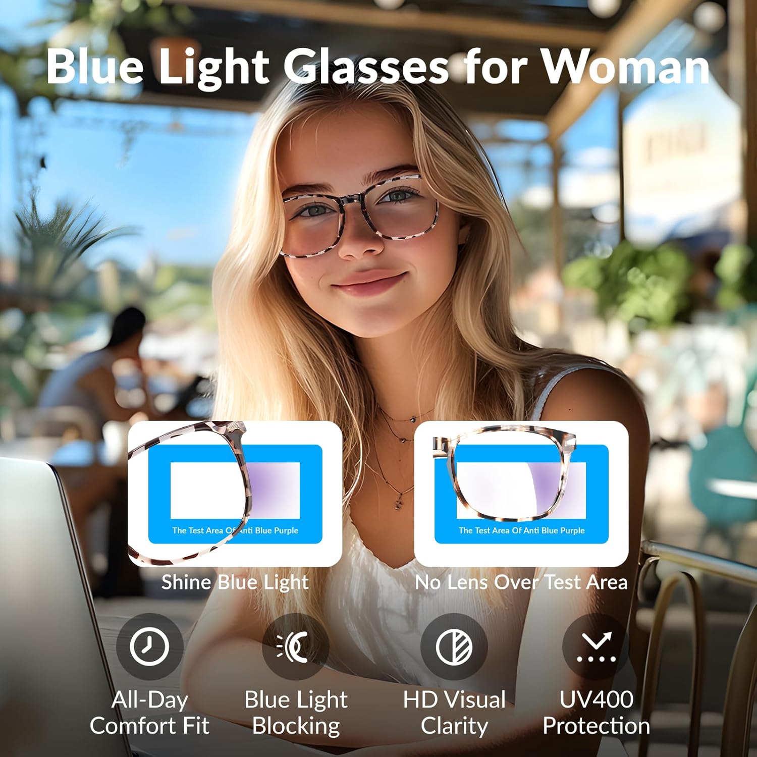 Blue Light Glasses for Woman Men | 99% Blue Light Blocking Glasses for Computer Gaming TV Phone Screen Square Frame | Anti Eyestrain & UV Glare Protection - 5 Pair - Image 2